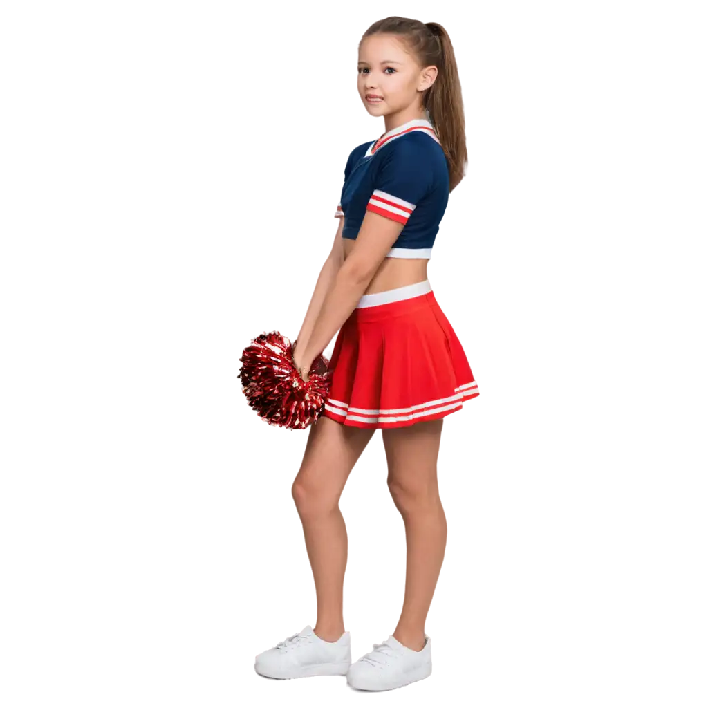 Cheerleader-PNG-Image-Young-Girl-in-Cheerleader-Uniform-with-Tied-Back-Hair