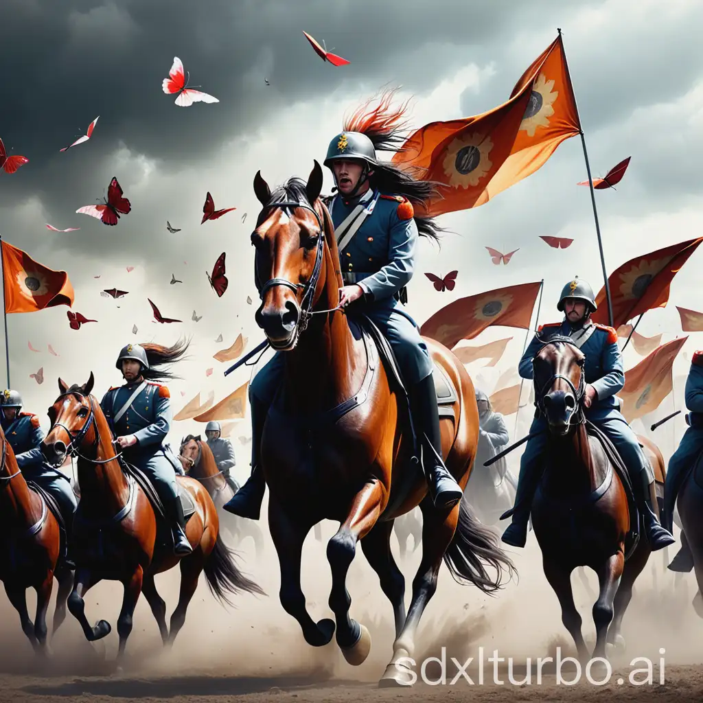 Banner fluttering, ten thousand horses and soldiers