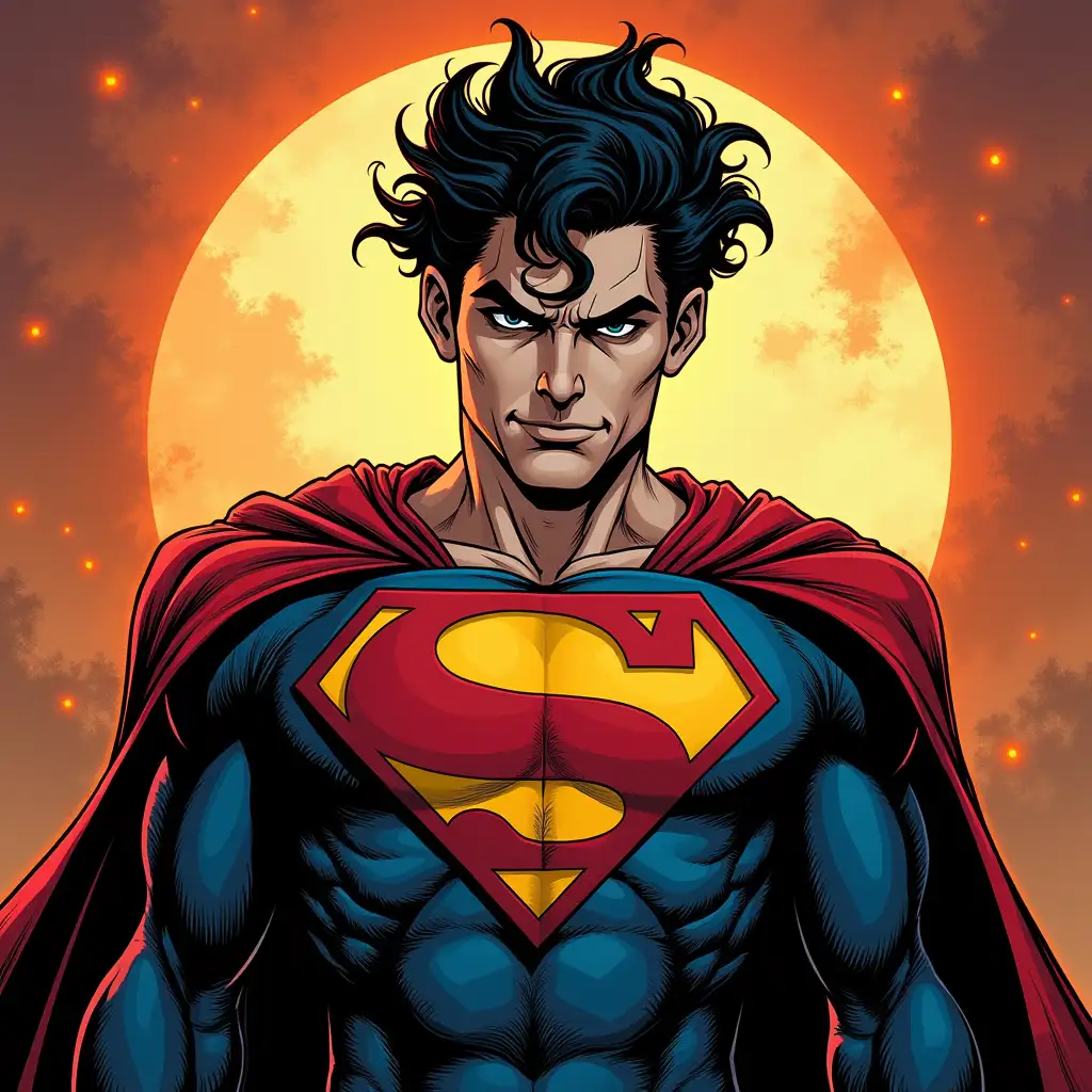 Dc comics superman in the style of Tim burton