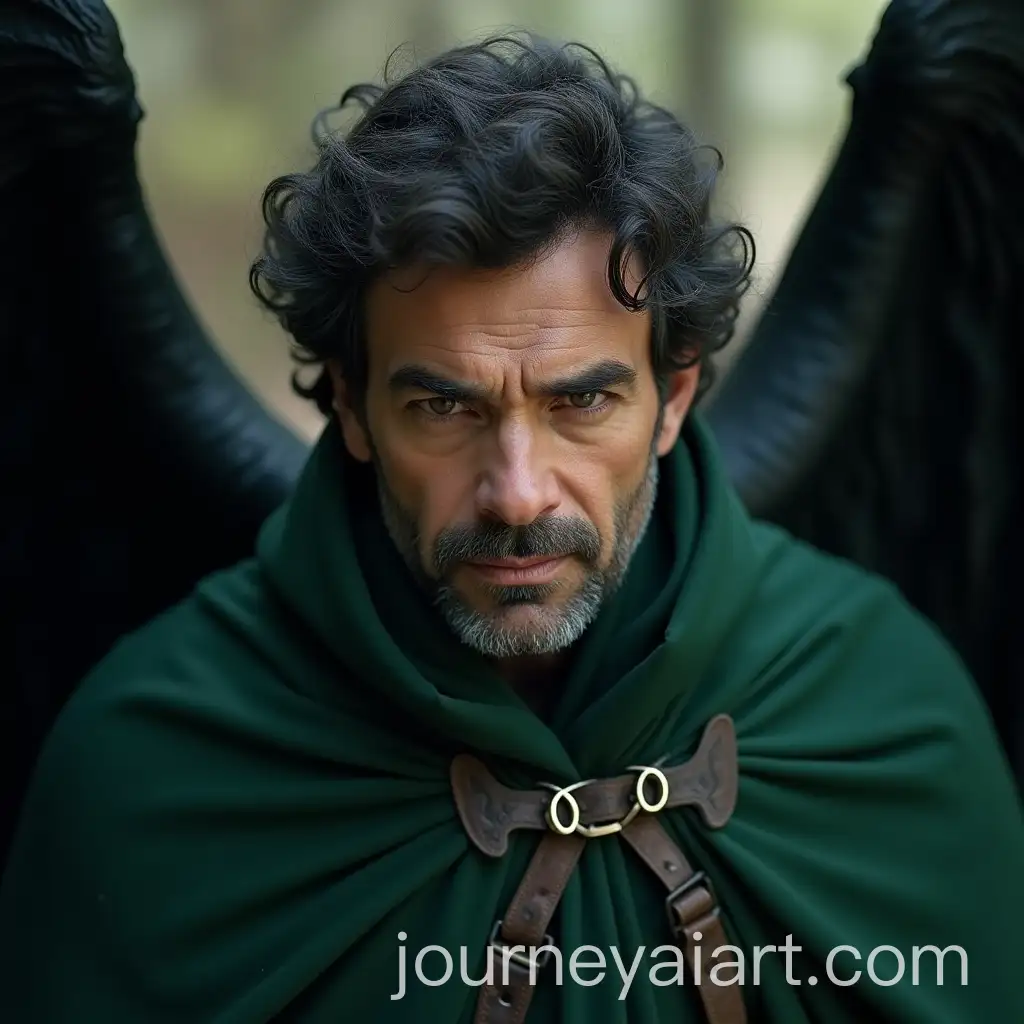 MiddleAged-Man-with-Dark-Fluffy-Hair-and-Black-Wings-in-a-Green-Cloak