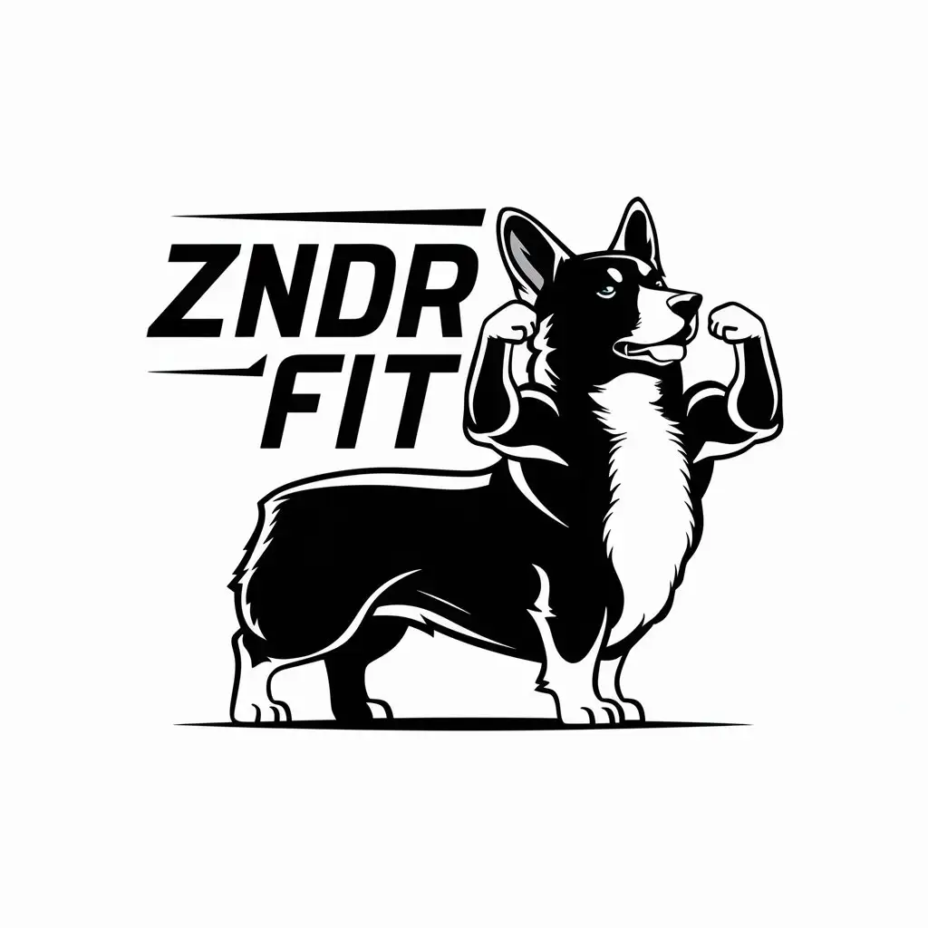 LOGO-Design-For-Zndr-Fit-Dynamic-Black-Cardigan-Corgi-Dog-Fitness-Symbol