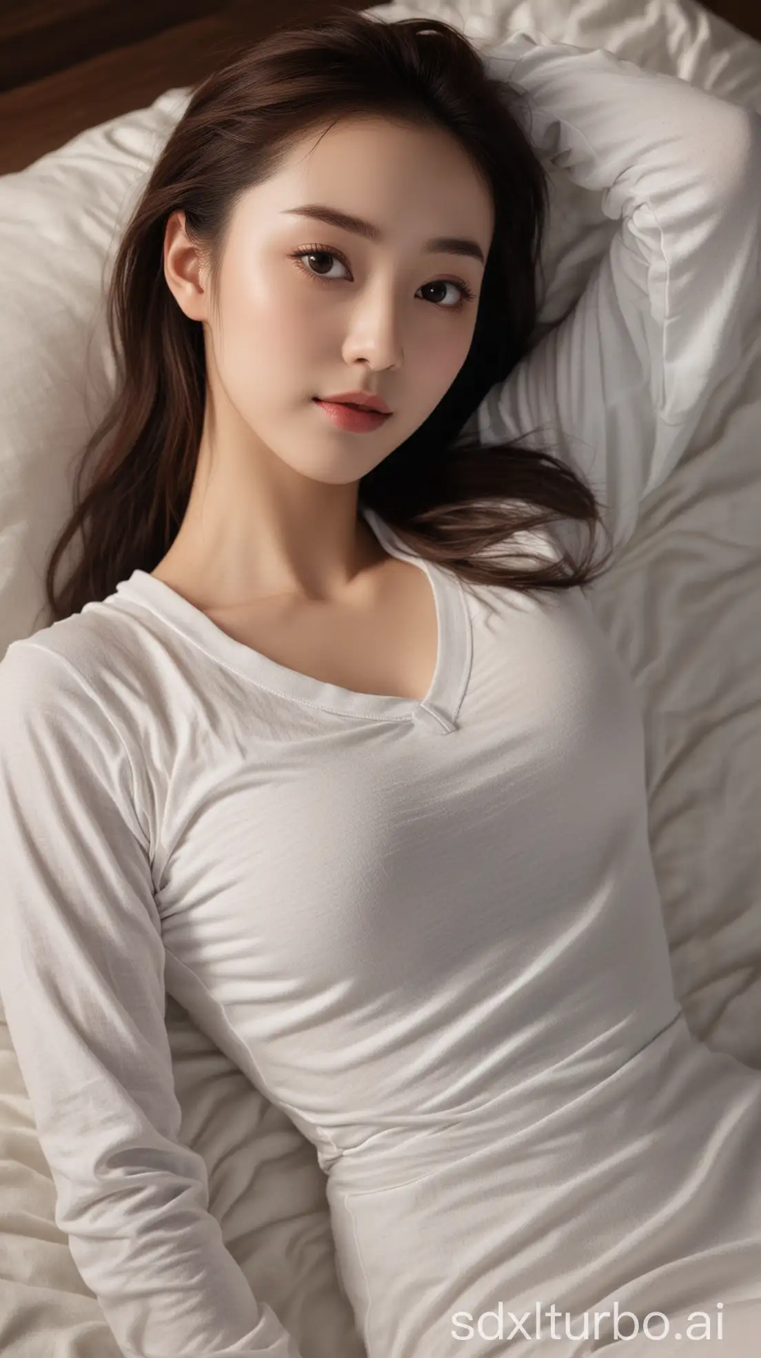 Chinese-Woman-Zhao-Liying-in-White-Dress-on-Cold-Winter-Night