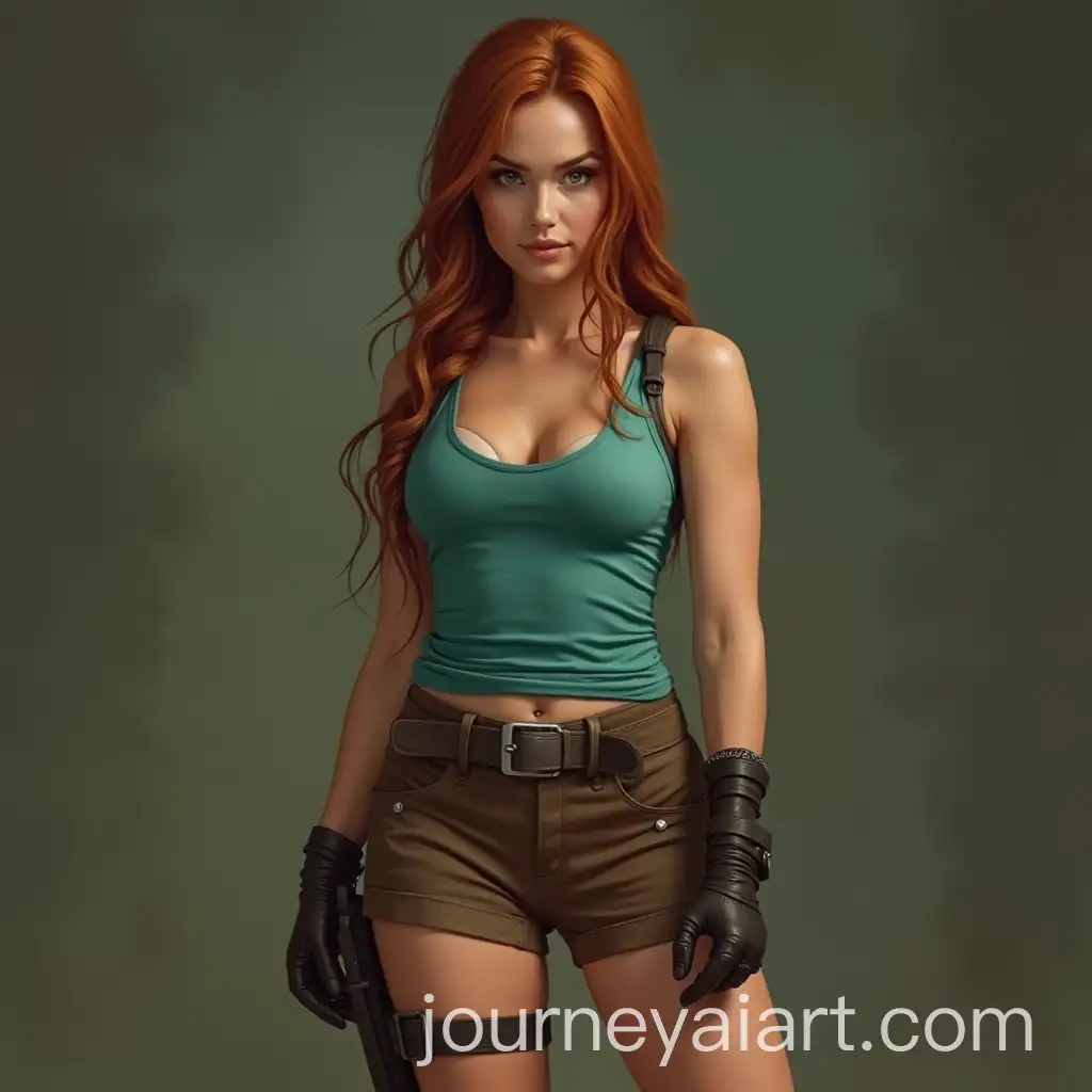 Sophie-Turner-as-Lara-Croft-in-Classic-Tanktop-and-Shorts-Outfit