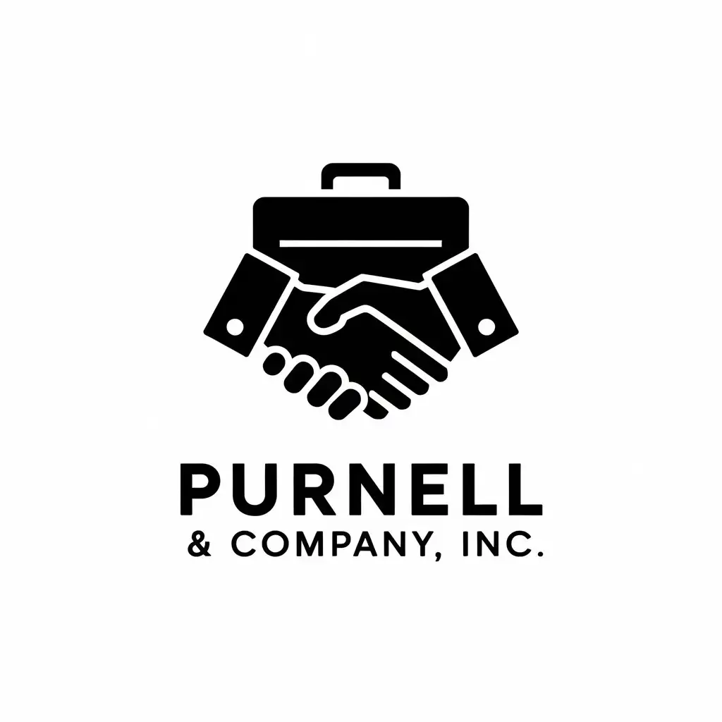 LOGO Design for Purnell Company Inc Classic Elegant with Briefcase Handshake and Business Symbols