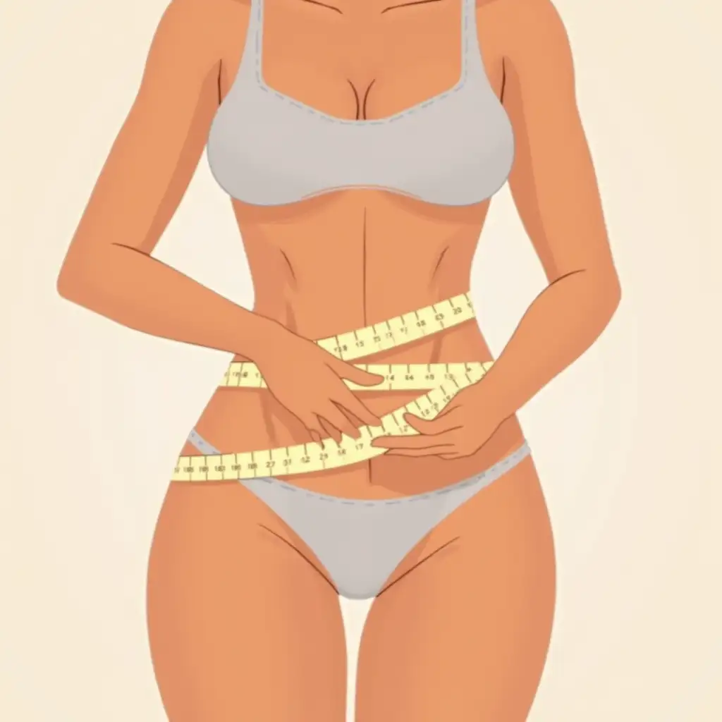 animation of a woman's body wrapped with a tape for measuring the waist