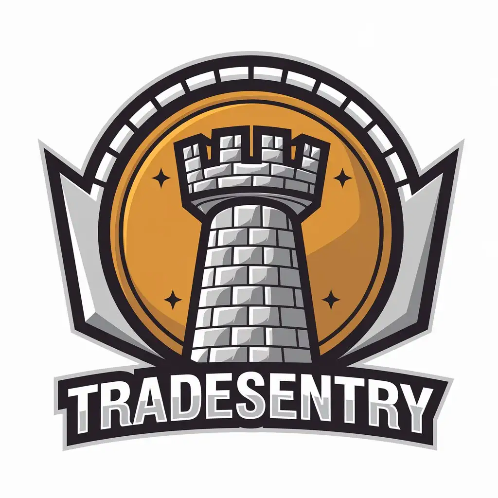 LOGO Design for TradeSentry Turret on a Coin Symbol for Finance Industry with Clear Background