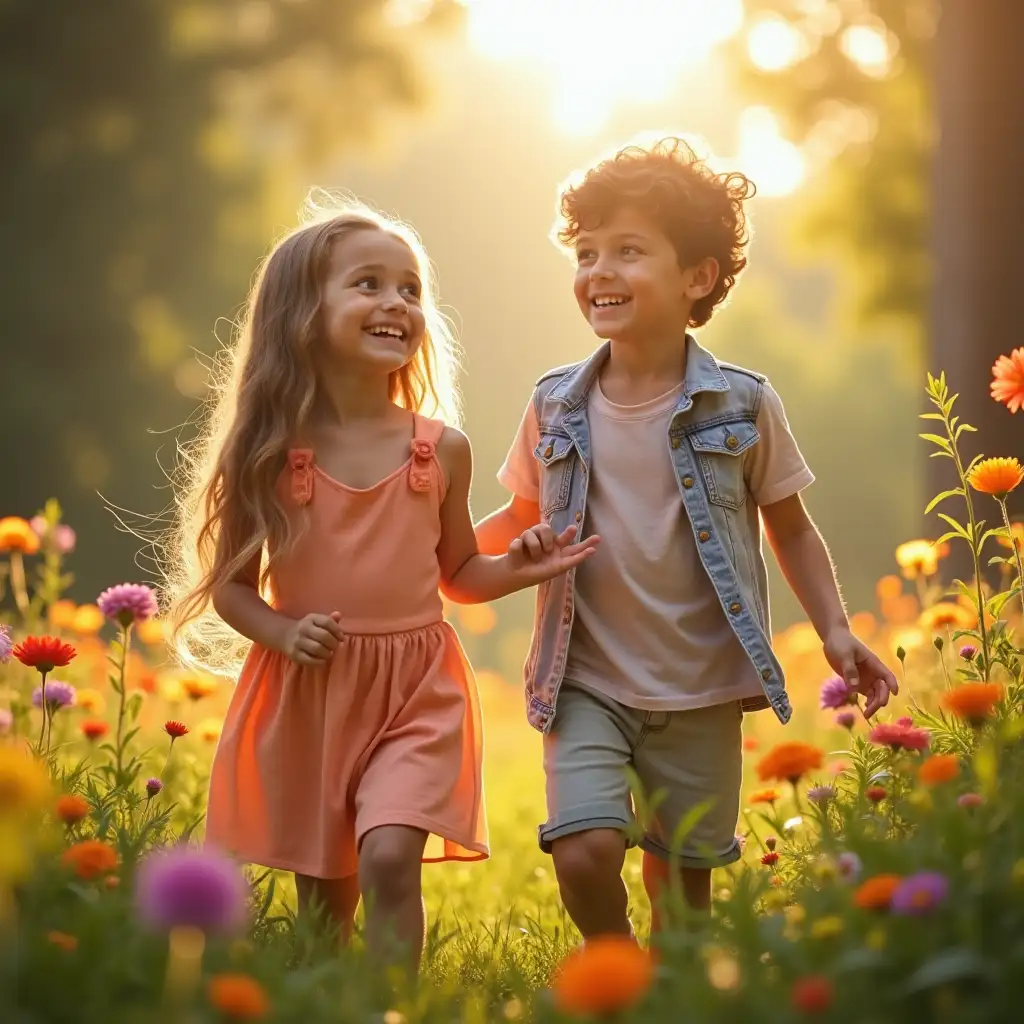 Happy-Children-in-a-Magical-Sunny-Garden