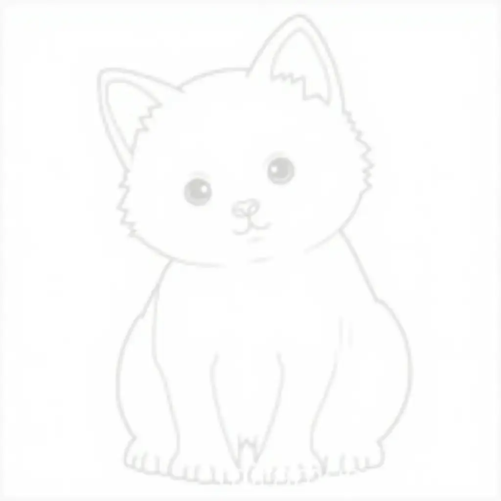 Adorable Kitten Coloring Page with Thick Outlines