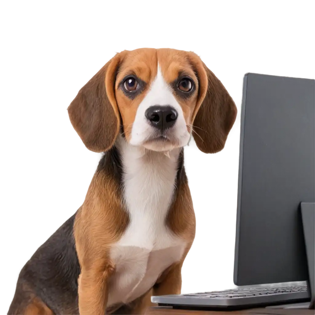 Nerdy-Beagle-Working-on-Computer-PNG-Image-for-Online-Engagement