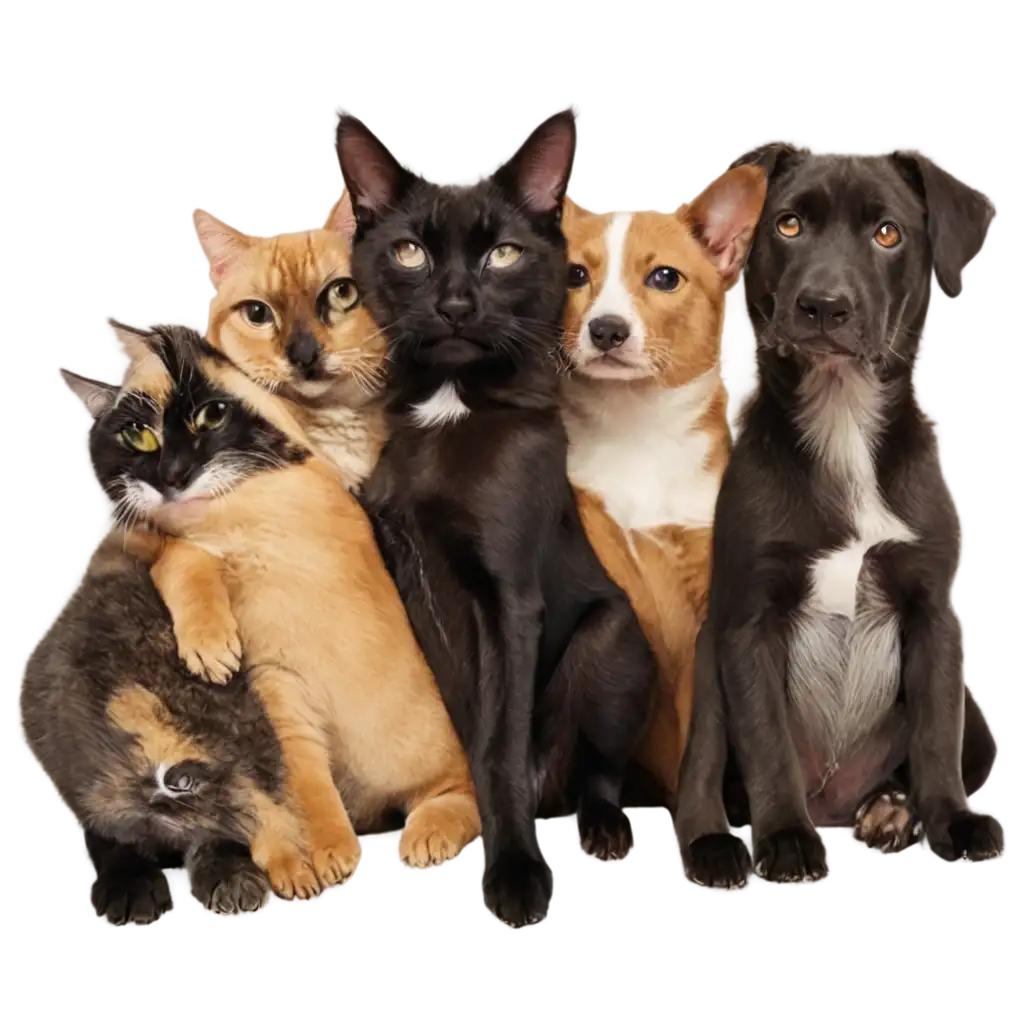 Abstract-PNG-Image-of-Cats-and-Dogs-Melted-Together-in-a-Unique-Fusion-of-Shapes-and-Forms