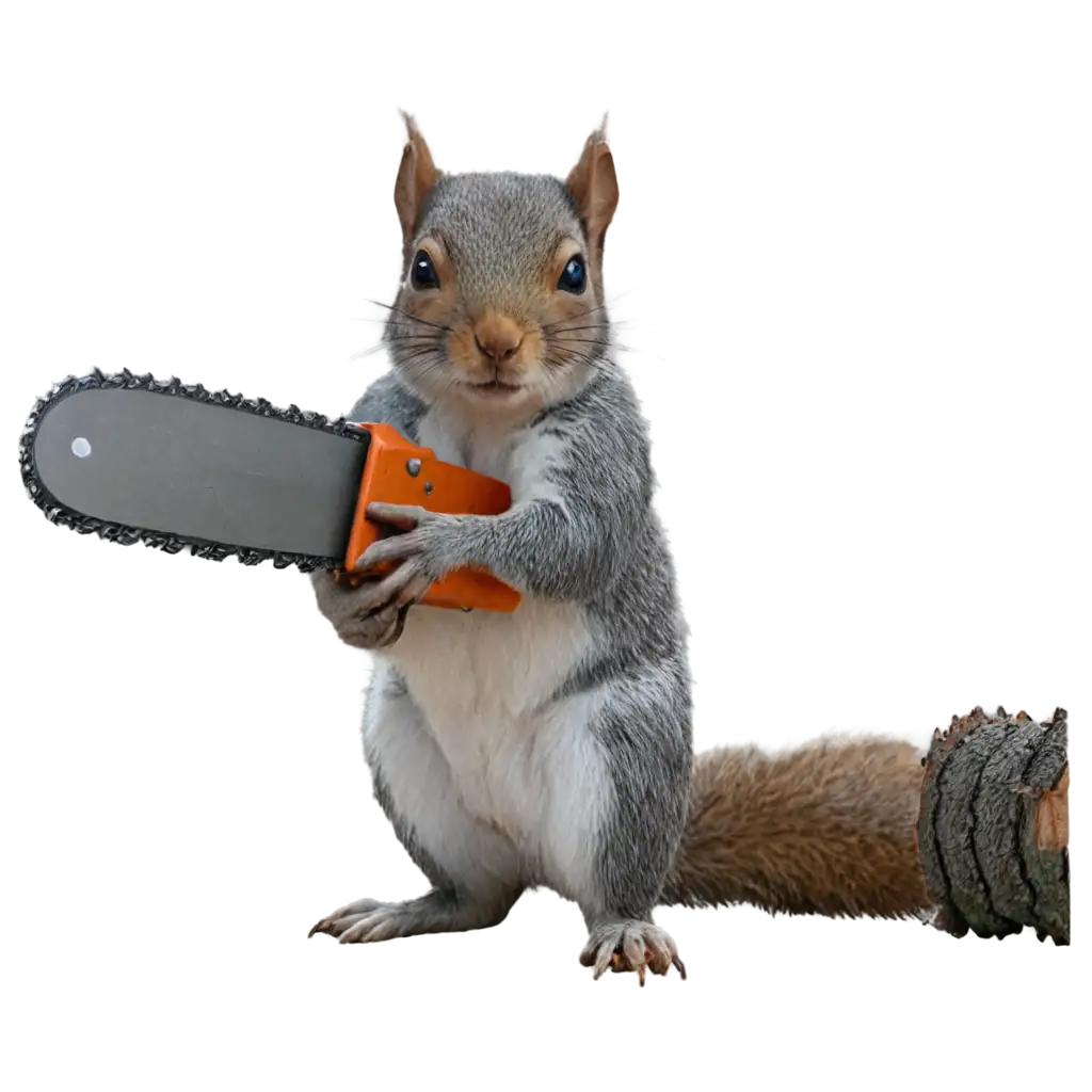 squirrel with chainsaw