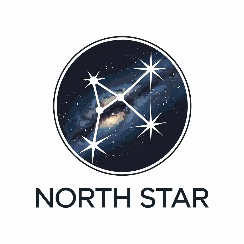 LOGO Design for North Star Big Dipper with Seven Elements and Milky Way Background for Tech Industry