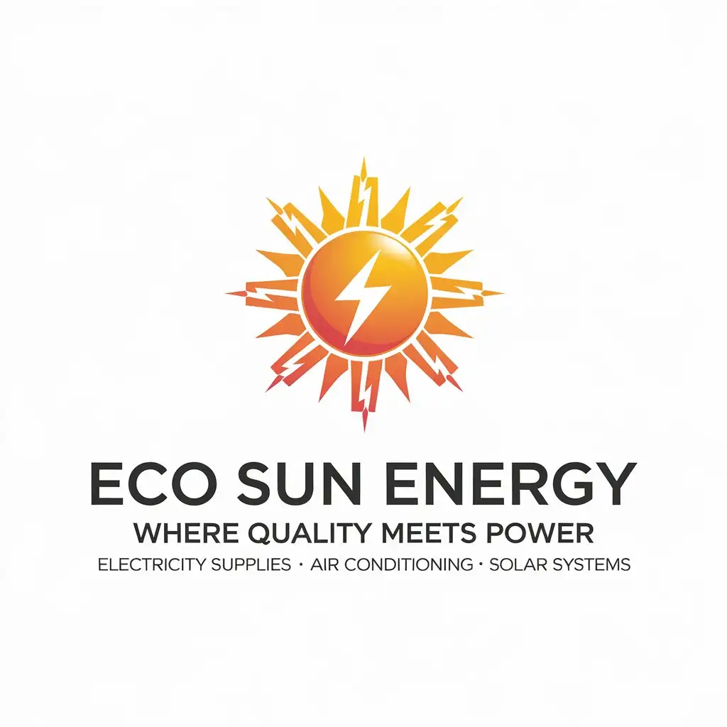 LOGO Design for Eco Sun Energy Vector Design with Electricity Symbol for Technology Industry