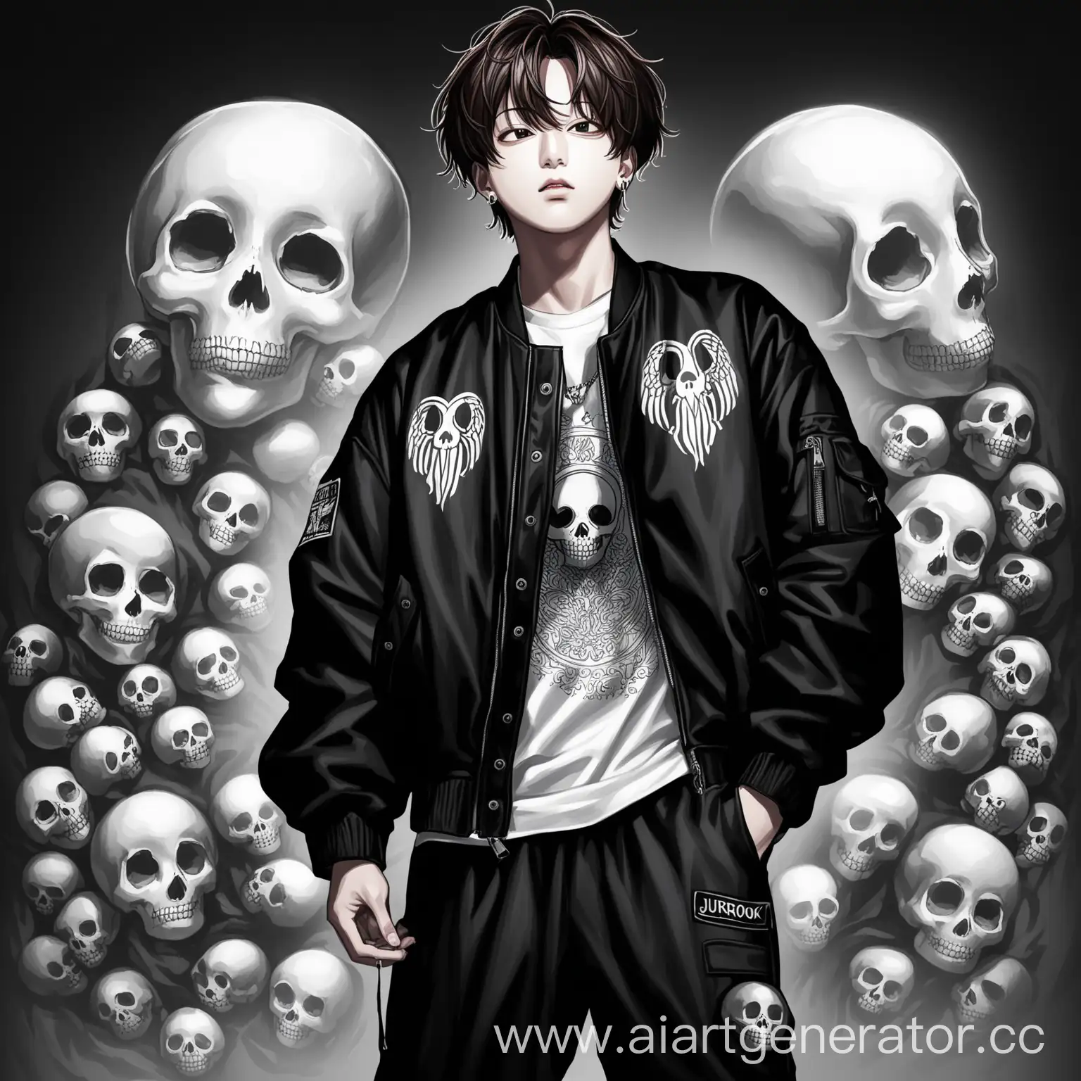 Jungkook-BTS-Fan-Art-in-Black-Bomber-Jacket