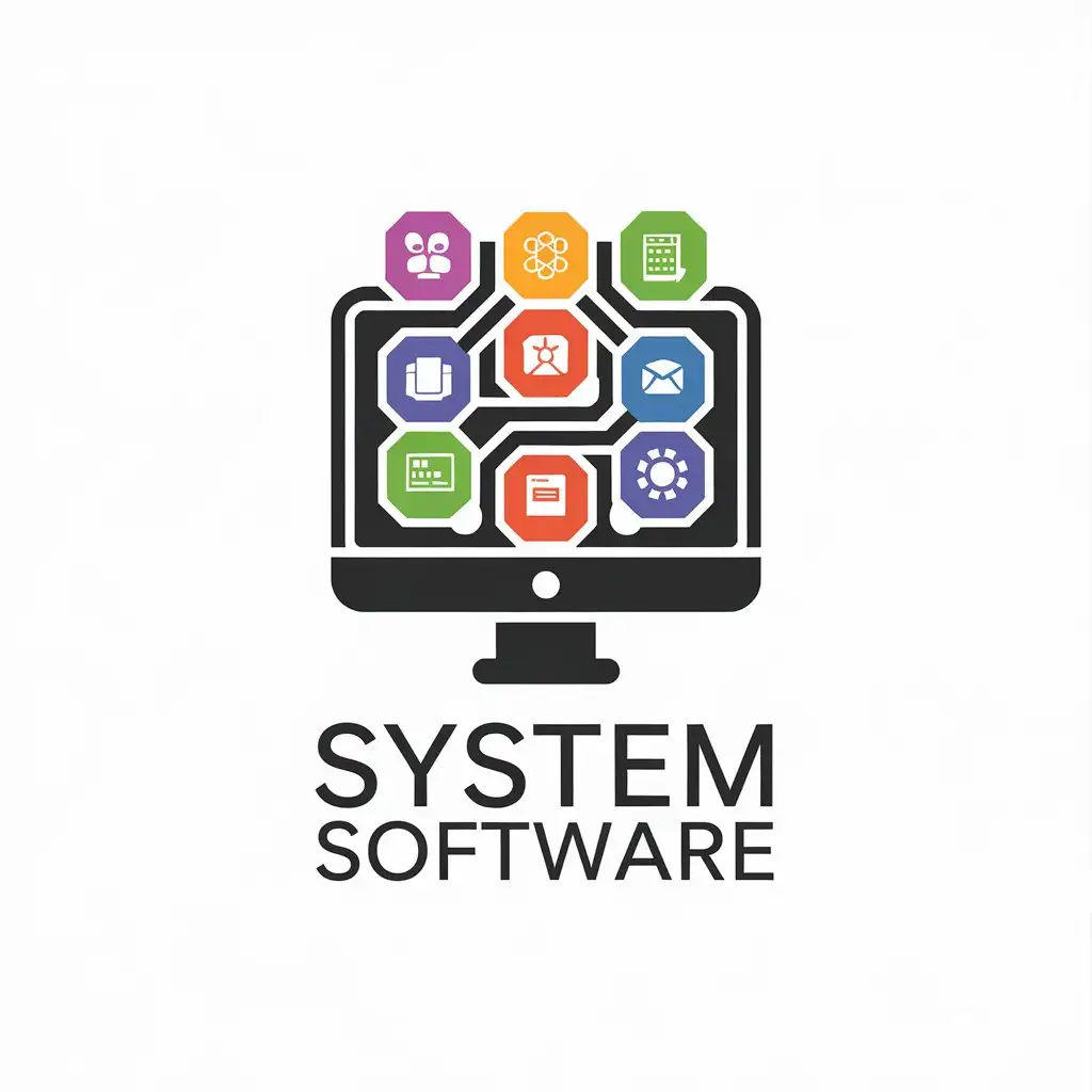 LOGO Design for System Software Vector Logo with Colorful Icons and Clear Background for Versatile Industry Use