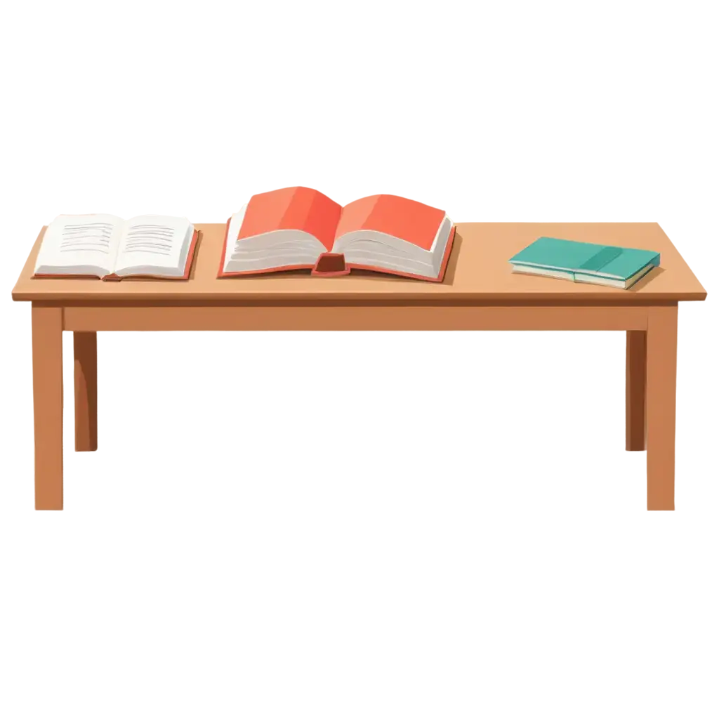 Illustration-of-an-Open-Book-on-a-Rectangular-Teachers-Desk-PNG-Image