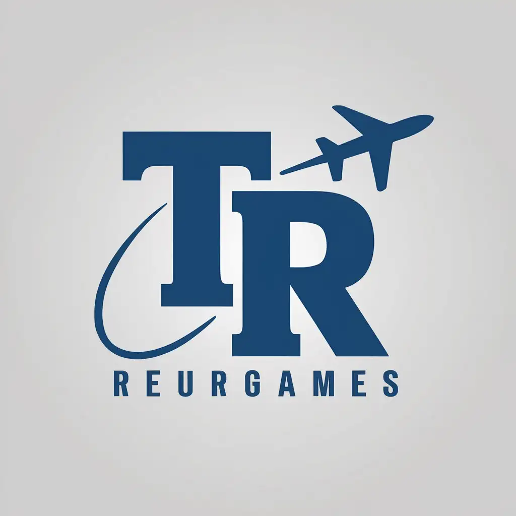 a vector logo design,with the text "TR", main symbol:Letters T and R, blue, airplane,Moderate,clear background