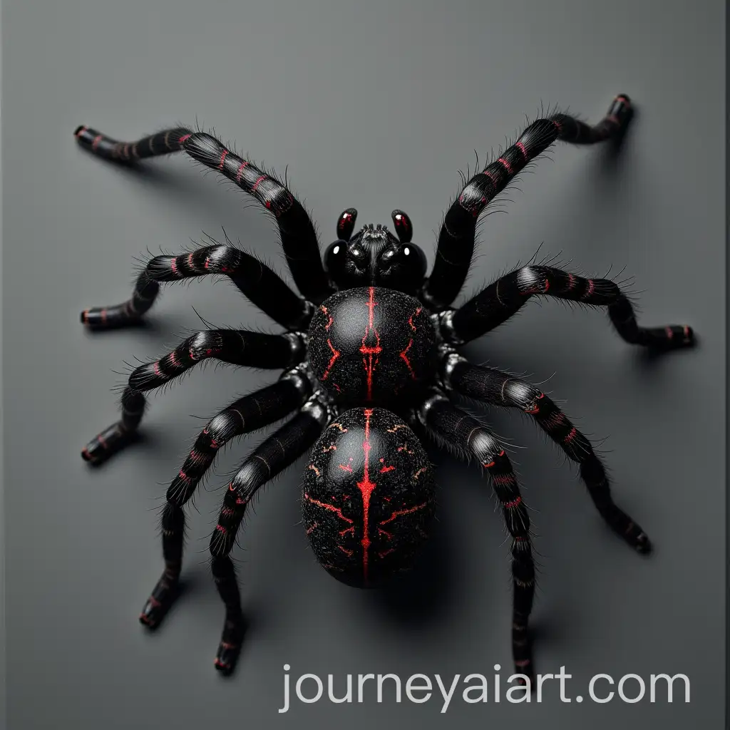 Real-Black-Spider-on-Gray-Background-with-Red-Inclusions