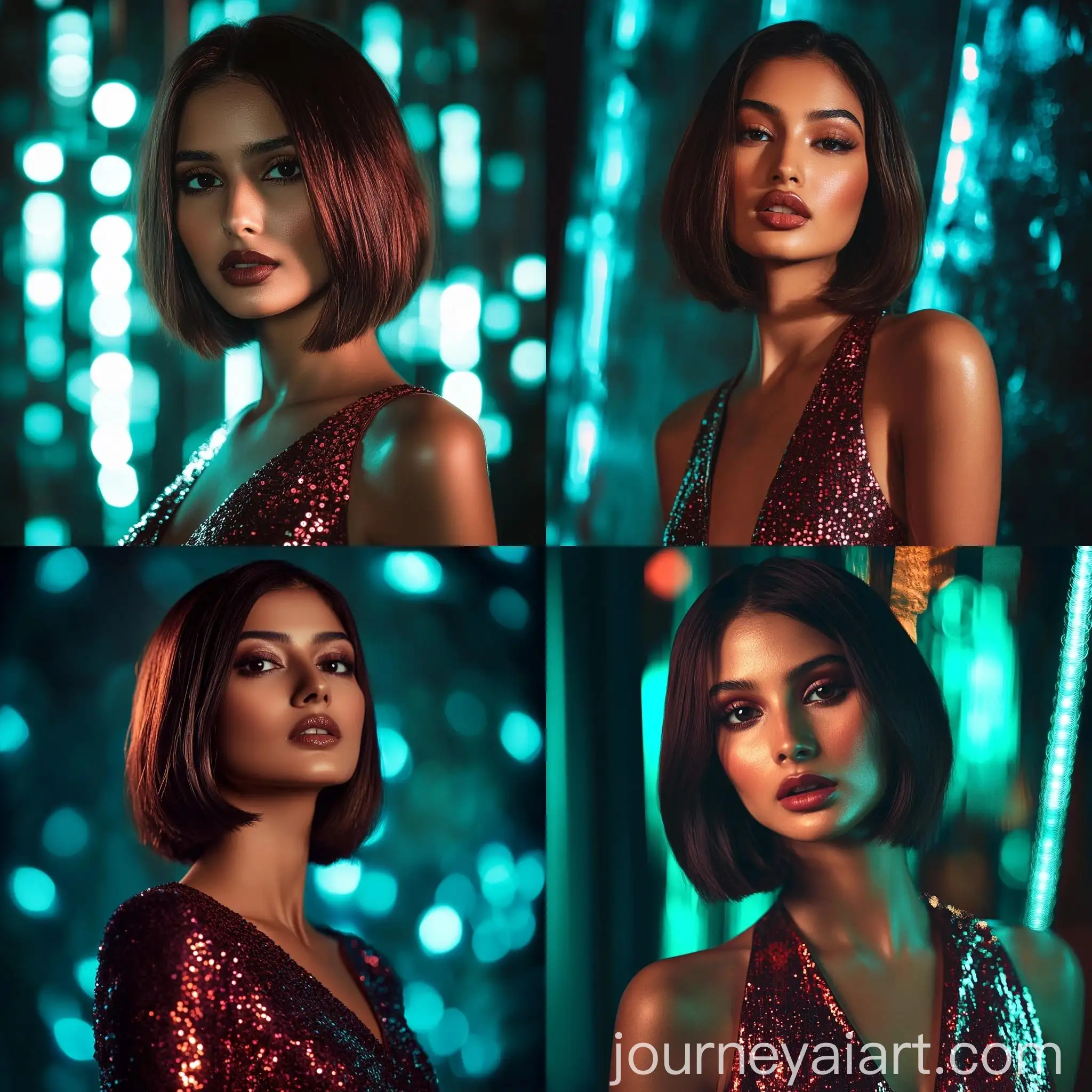 Elegant-Indian-Woman-in-Shimmering-Red-Sequin-Gown