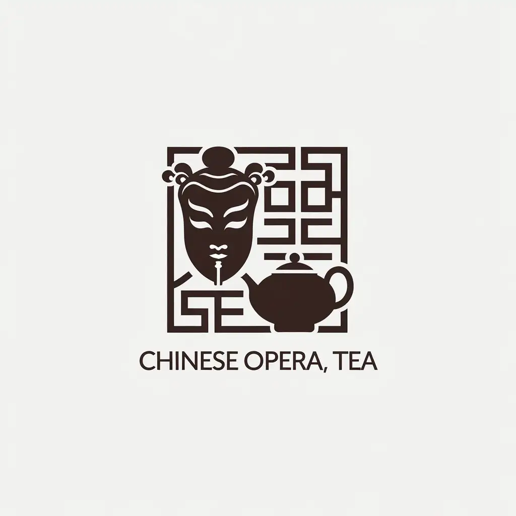 LOGO Design for Chinese Opera Tea Minimalistic Vector Logo for Retail Industry with Opera and Tea Elements