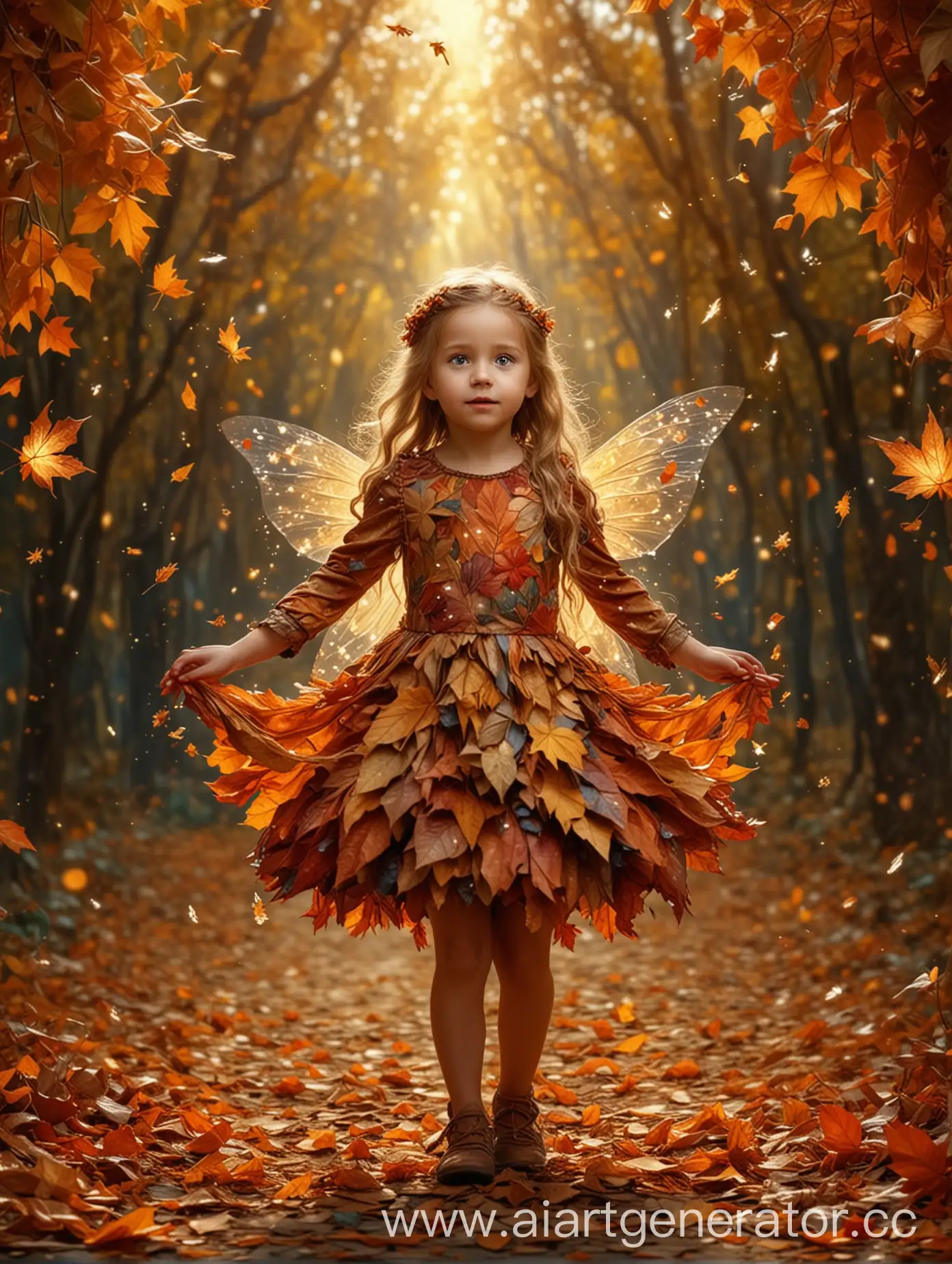 Magical-Autumn-Fairy-Girl-in-Enchanted-Forest-with-Fireflies