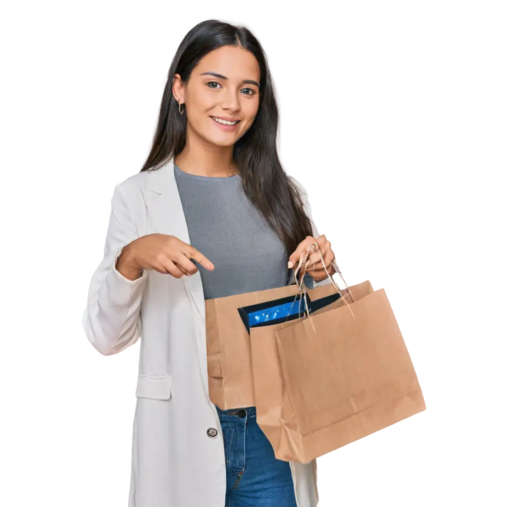 PNG-Image-of-a-Girl-Showing-Online-Shopping-HighQuality-Visual-Representation