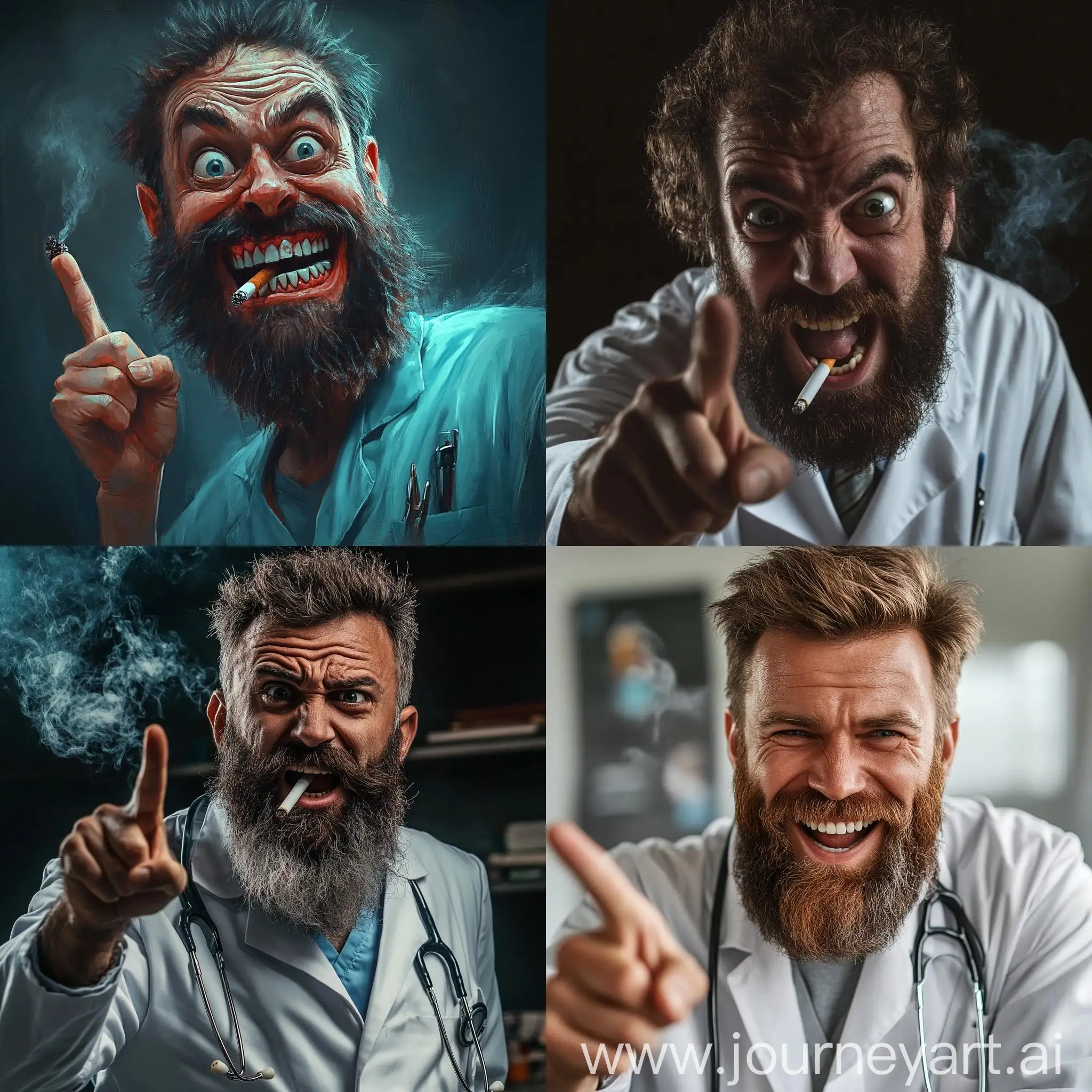 Eccentric-Doctor-with-Bristly-Beard-and-Cigarette-in-Teeth