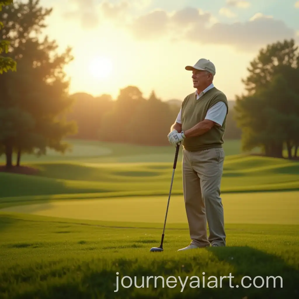 Serene-Golfer-on-Manicured-Golf-Course-at-Sunrise