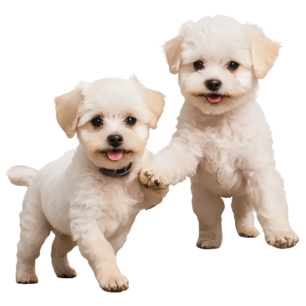 Maltese-and-Bichon-Puppy-Playing-Together-HighQuality-PNG-Image-for-Pet-Lovers