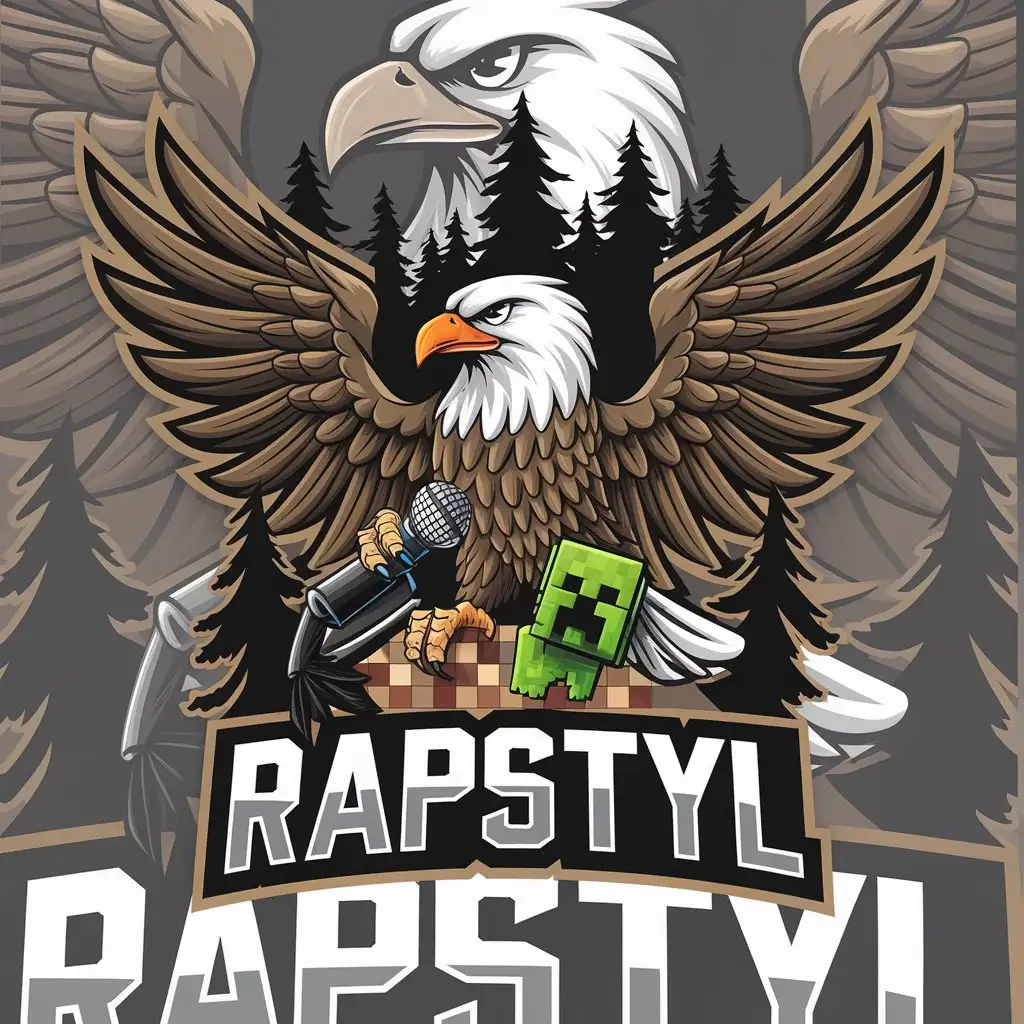 LOGO Design for Rapstyl Eagle Denying Micro Creeper Minecraft Nintendo 2DS Phone in Forest Theme