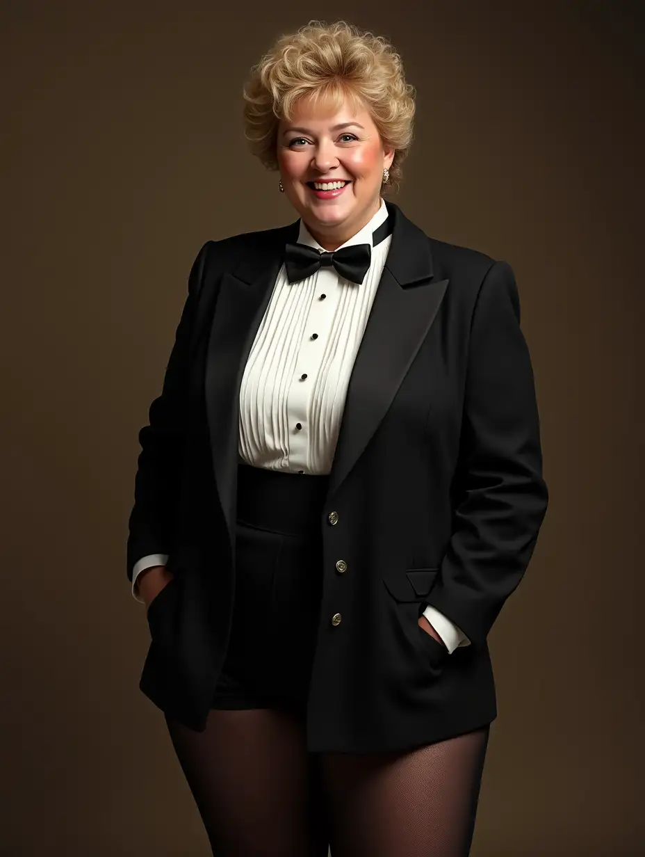 Smiling-MiddleAged-Woman-in-Formal-Orchestra-Tuxedo