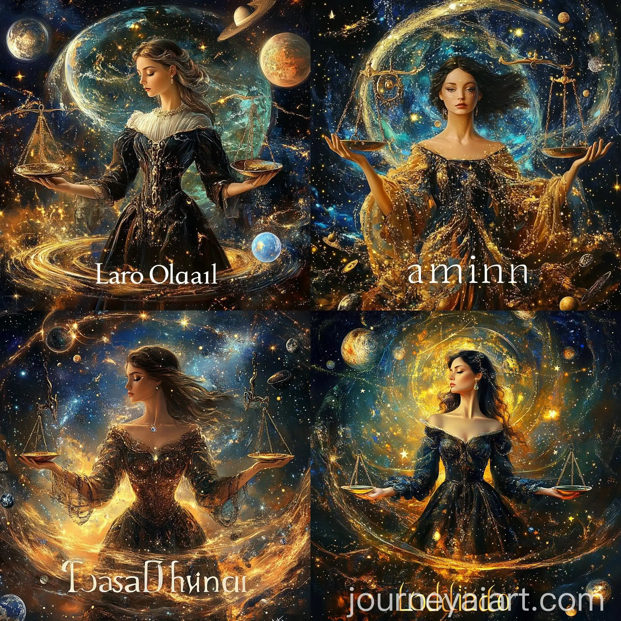 Balancing-Scale-Woman-in-Space-with-Golden-Stars