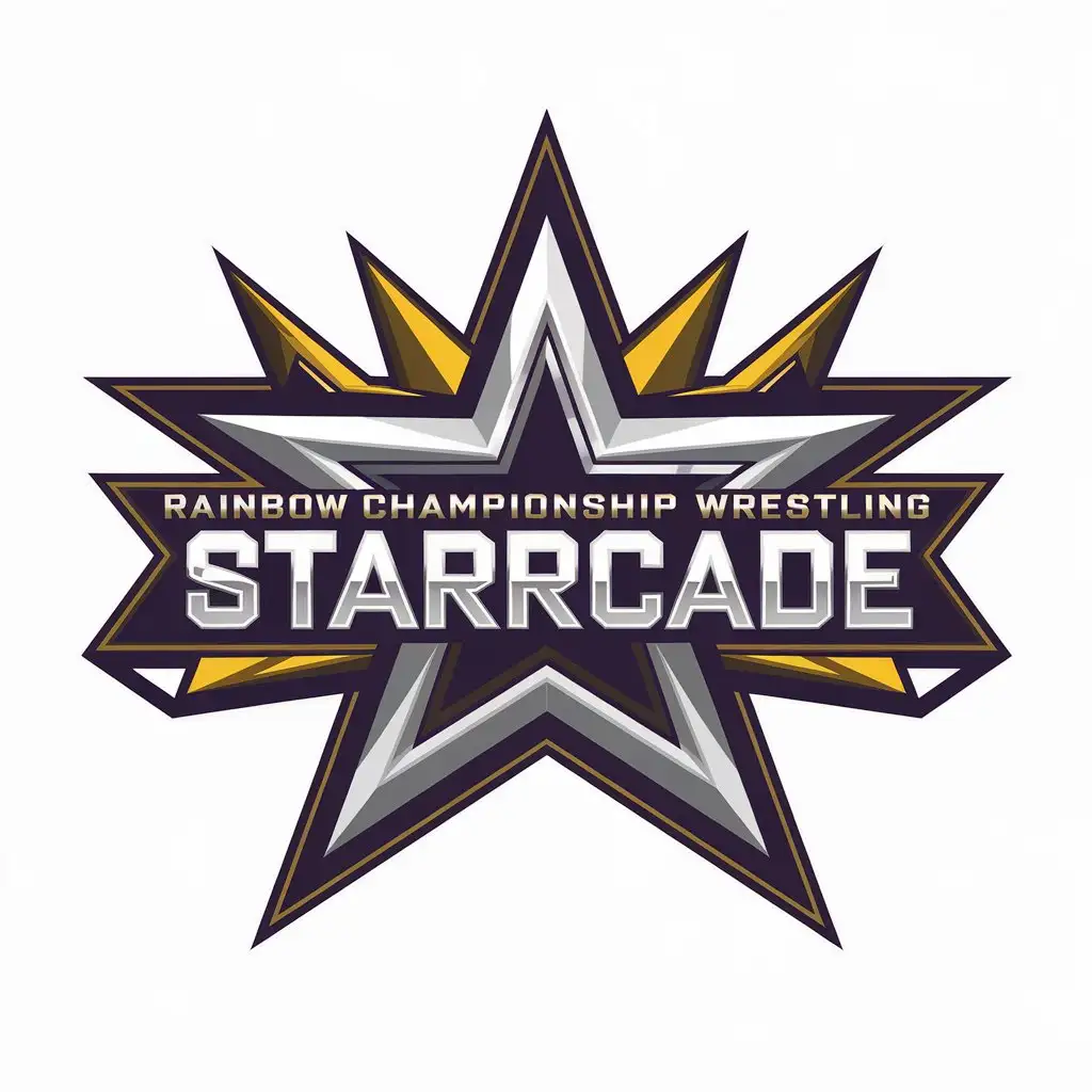 LOGO Design for Rainbow Championship Wrestling Starrcade Futuristic Star with Clear Background