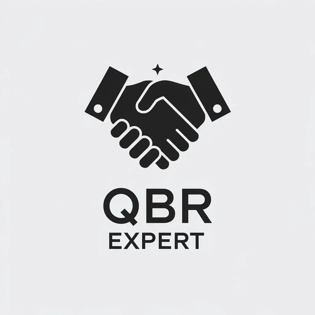 LOGO Design for QBR Expert Minimalistic Handshake Symbol with Clear Background