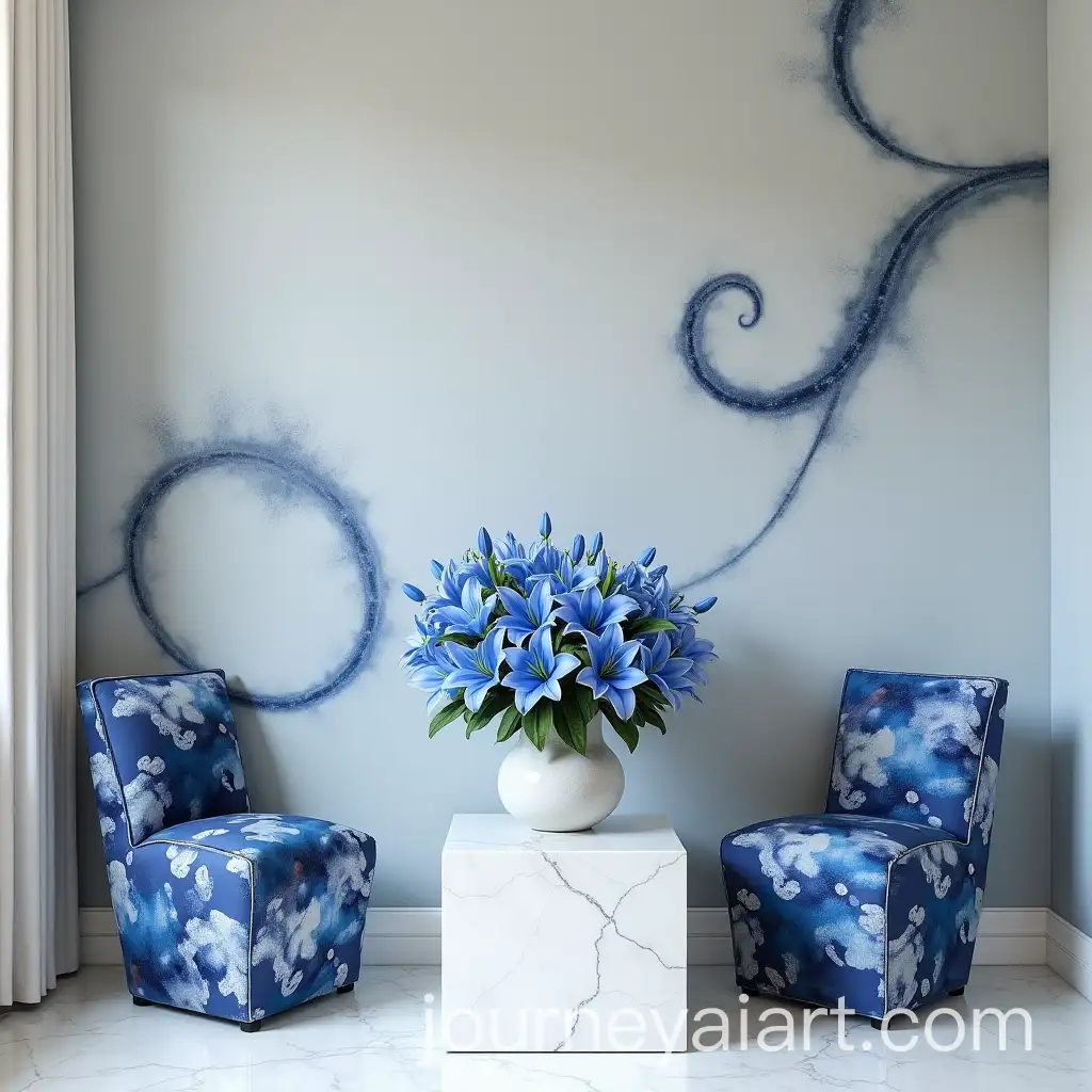 Elegant-Gray-Wall-with-Blue-Swirl-and-Pearl-Accents