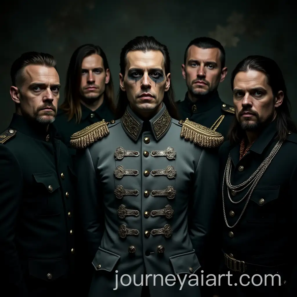 Gothic-Portrait-of-Stahlkrone-Band-in-MilitaryInspired-Uniforms