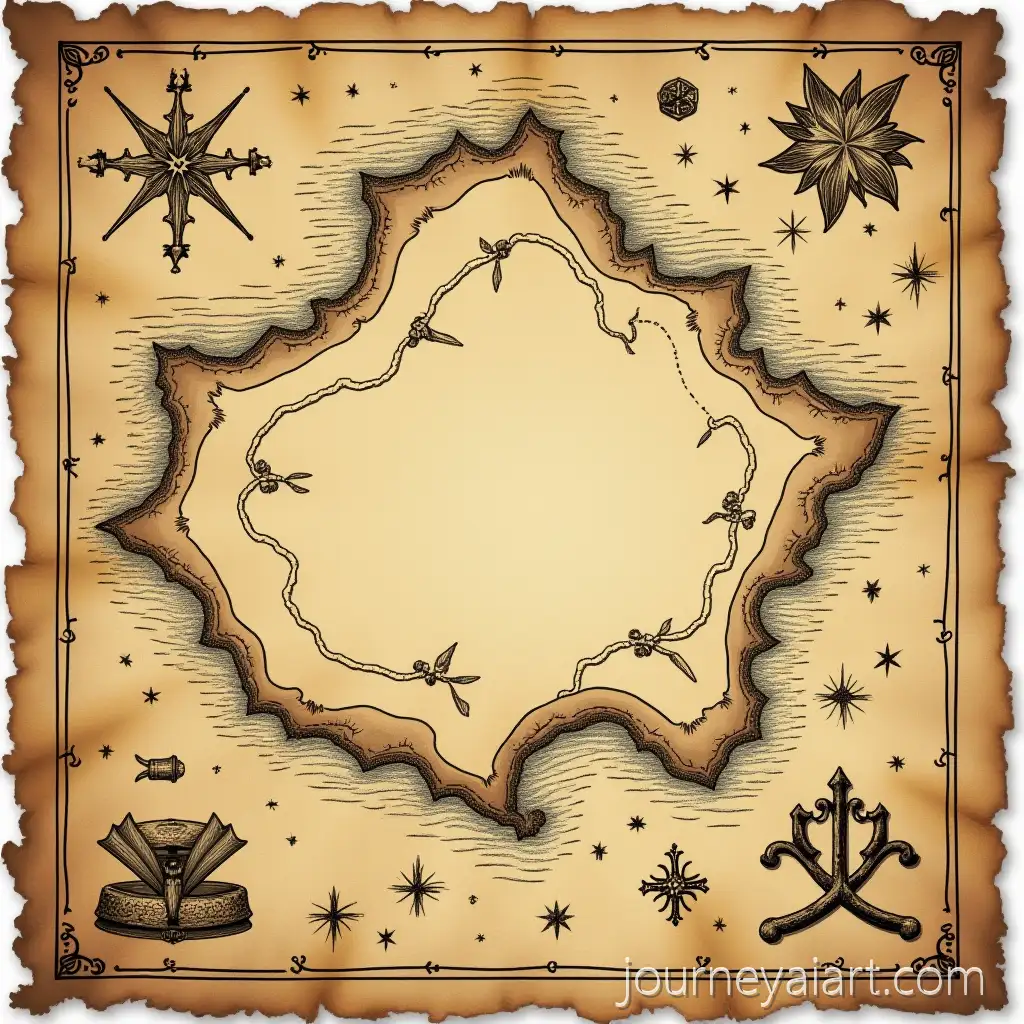 Vintage-HandDrawn-Treasure-Map-on-Aged-Paper-with-Coffee-Stains-and-Torn-Edges