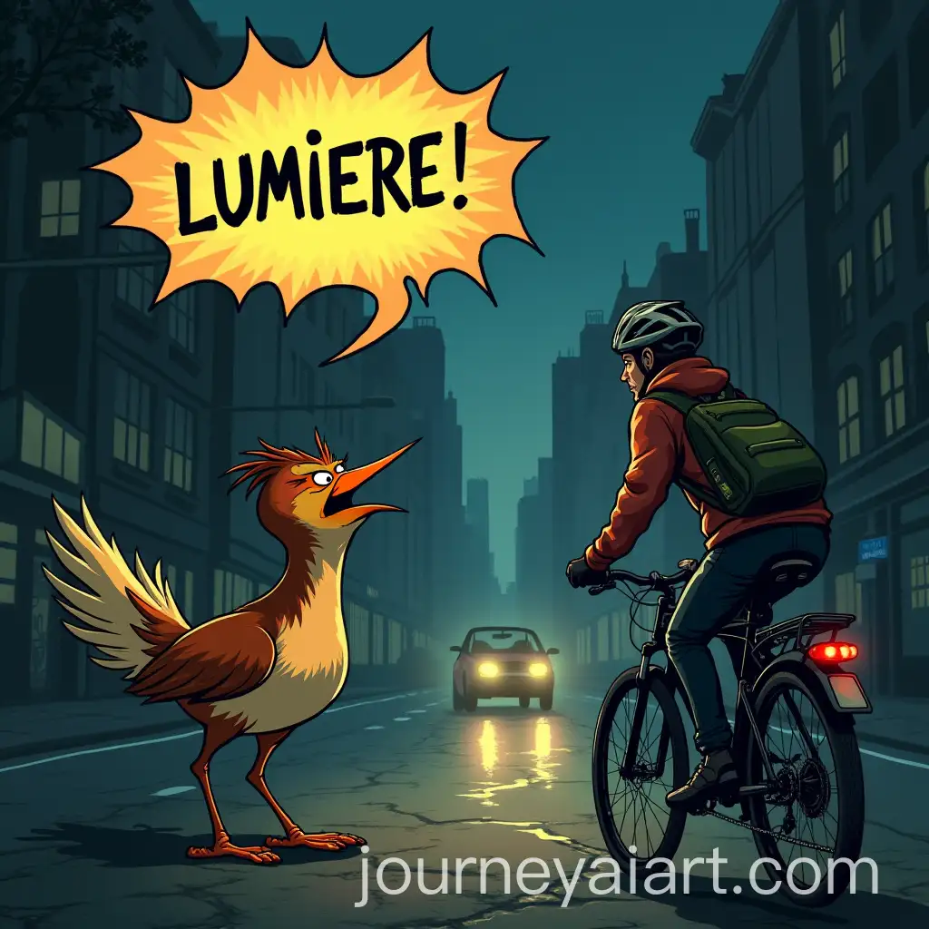 Angry-Hummingbird-Shouting-LUMIERE-at-Terrified-Cyclist-in-Dark-City