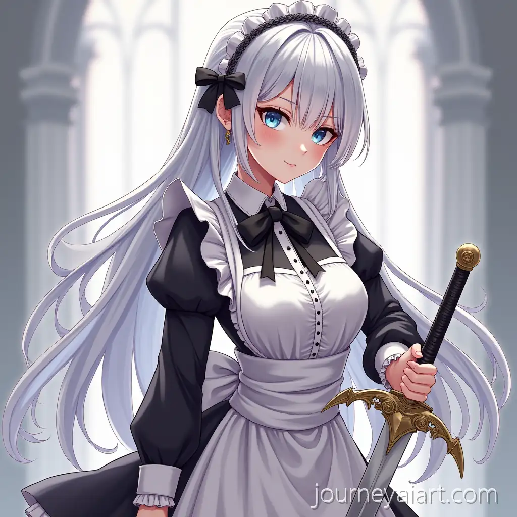 SilverHaired-Maid-Warrior-Girl-Holding-Sword-in-Dynamic-Pose