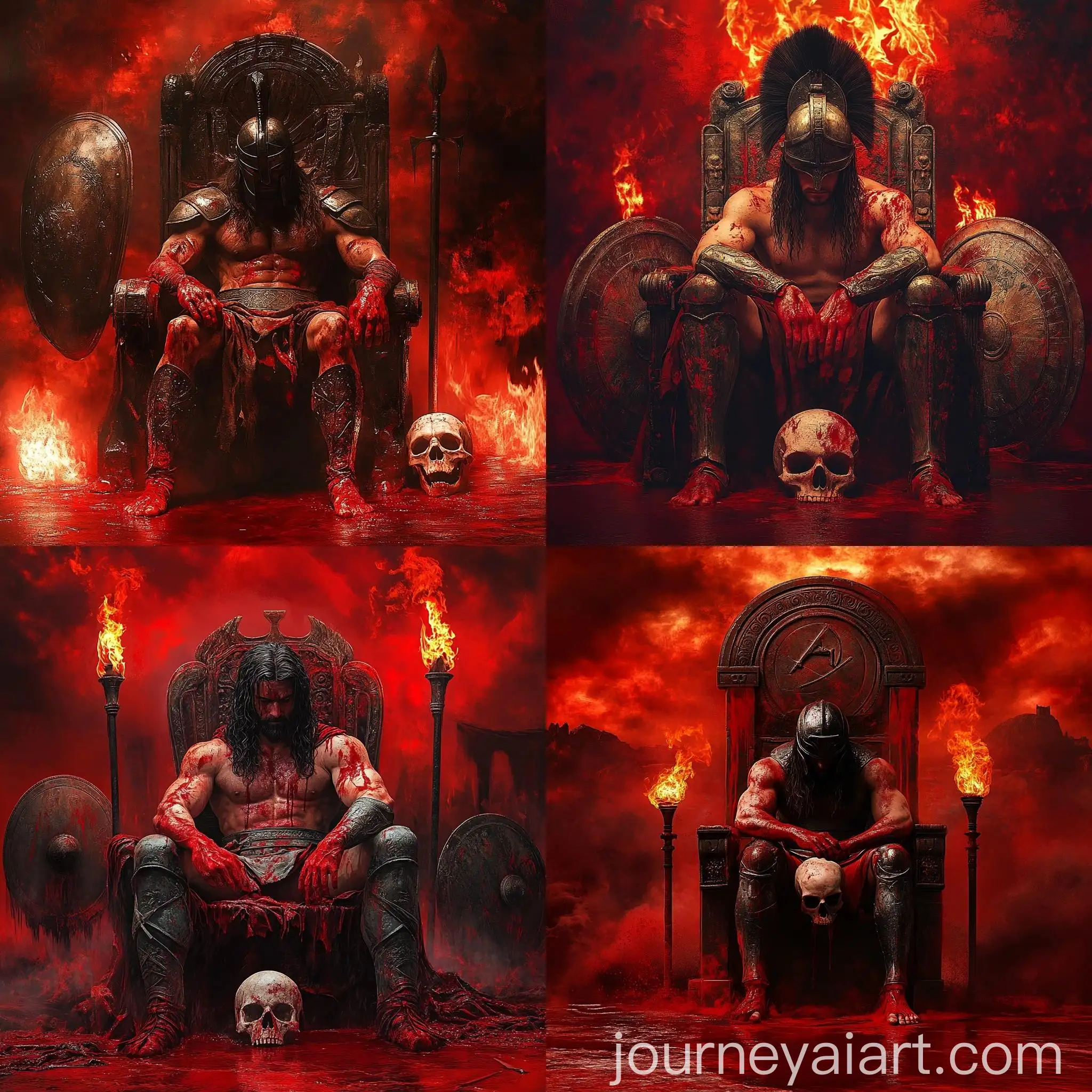 Ancient-Spartan-Warrior-Resting-on-Throne-with-Greek-Symbols