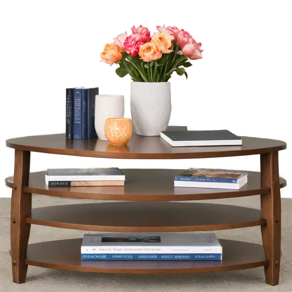 Elegant-Coffee-Table-with-Books-and-Flowers-HighQuality-PNG-Image-for-Versatile-Use