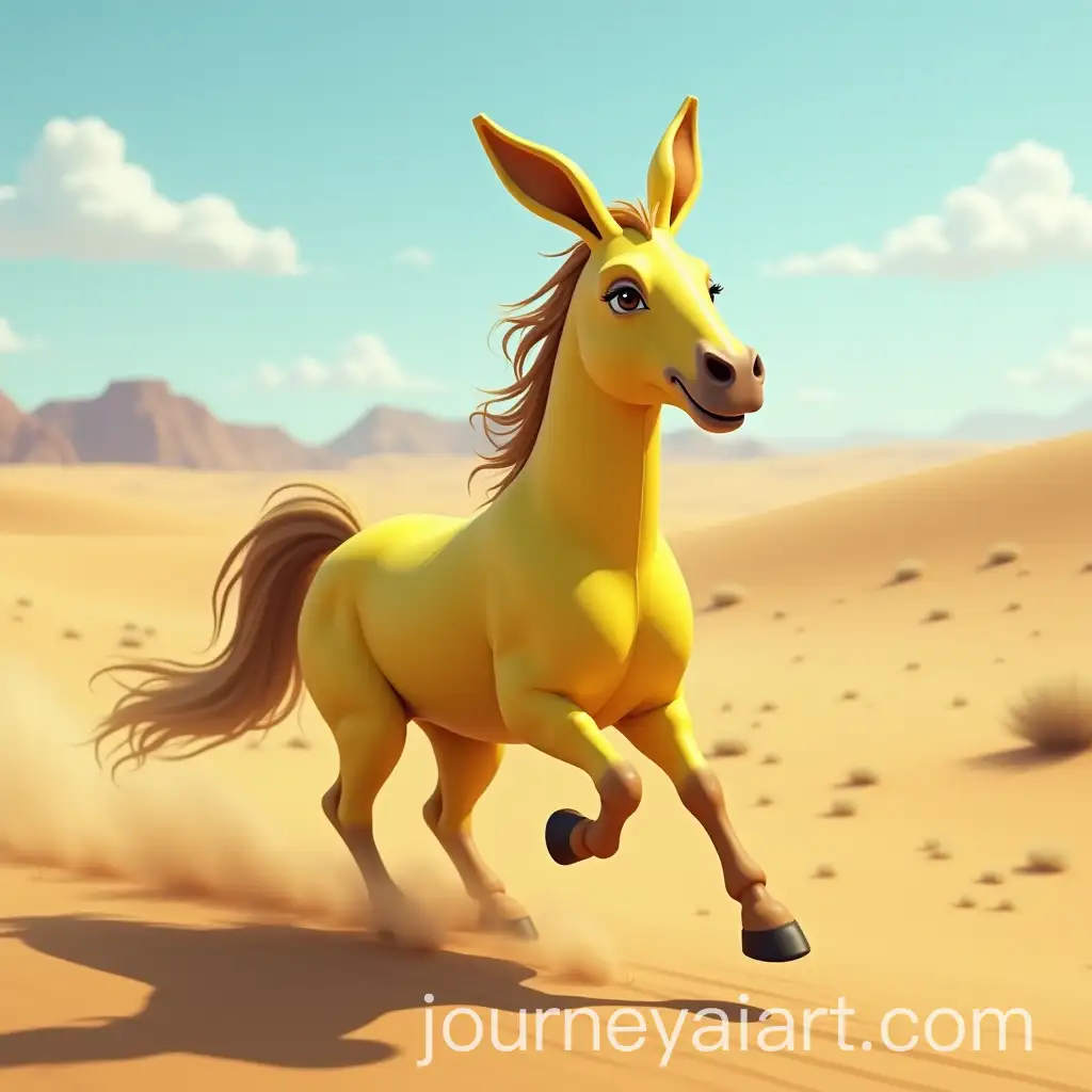 Hybrid-Horse-Banana-with-Rabbit-Face-Running-in-Desert