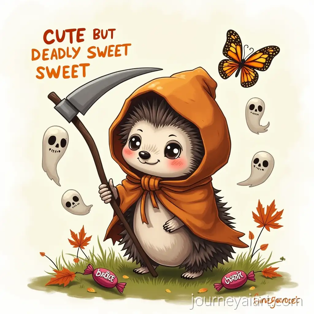 HedgeHedgehog-Grim-Reaper-Halloweenhog-Grim-Reaper-in-Autumn-Cloak-with-Candy-Scythe-and-Ghost-Footprints