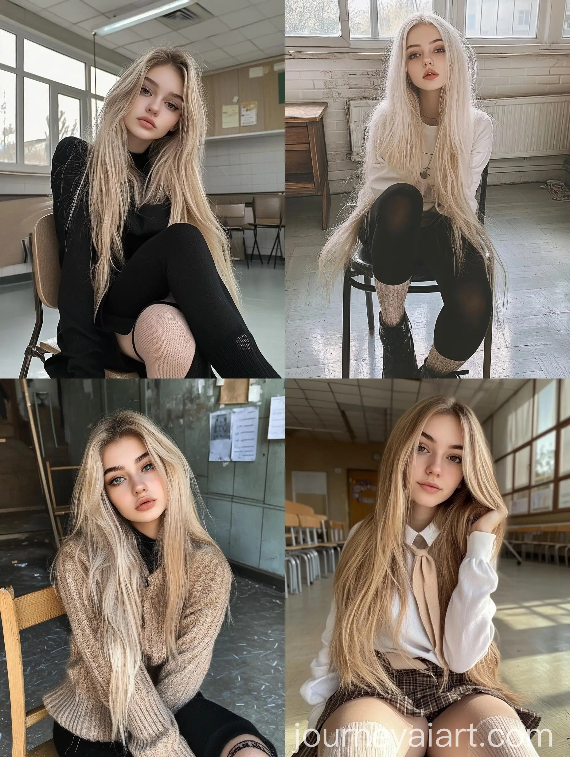 Young-Ukrainian-Woman-in-School-Uniform-Taking-Natural-Selfie-with-iPhone