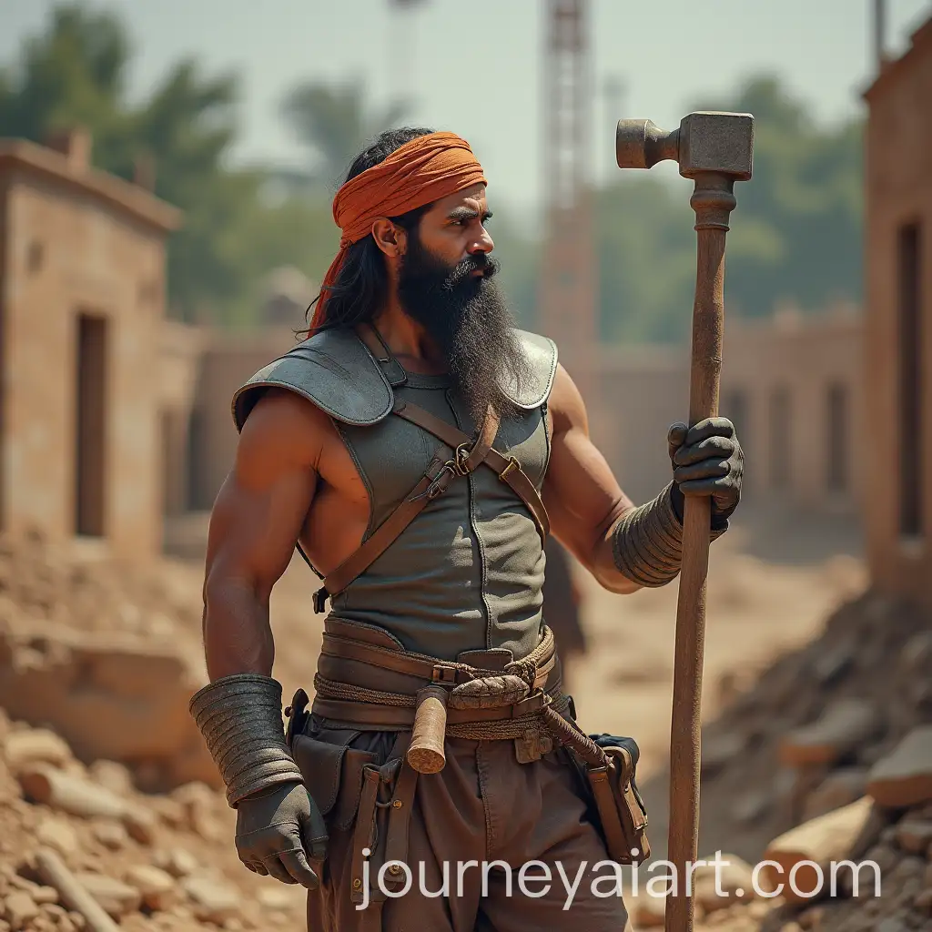 Thor-Working-with-His-Hammer-at-a-Construction-Site-in-India