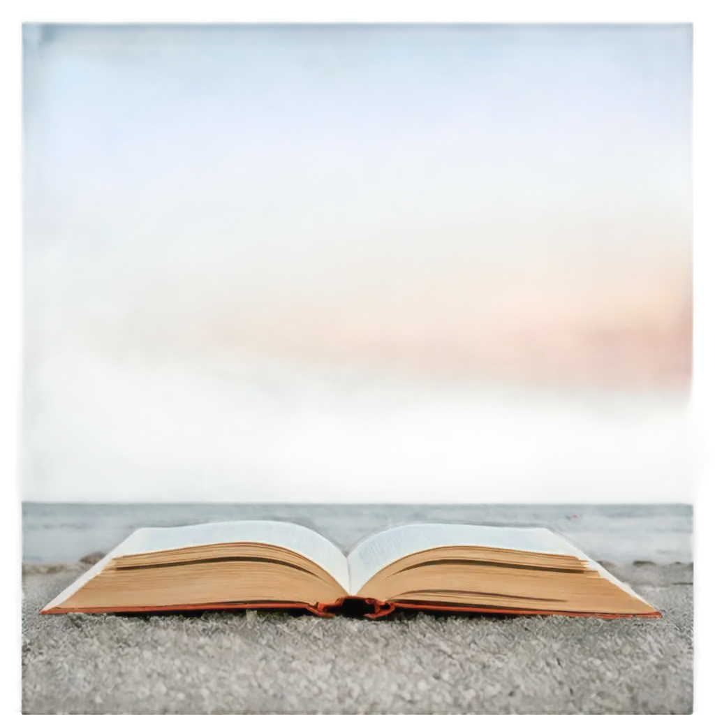 Stunning-PNG-Image-A-Book-on-the-Beach-at-Sunset