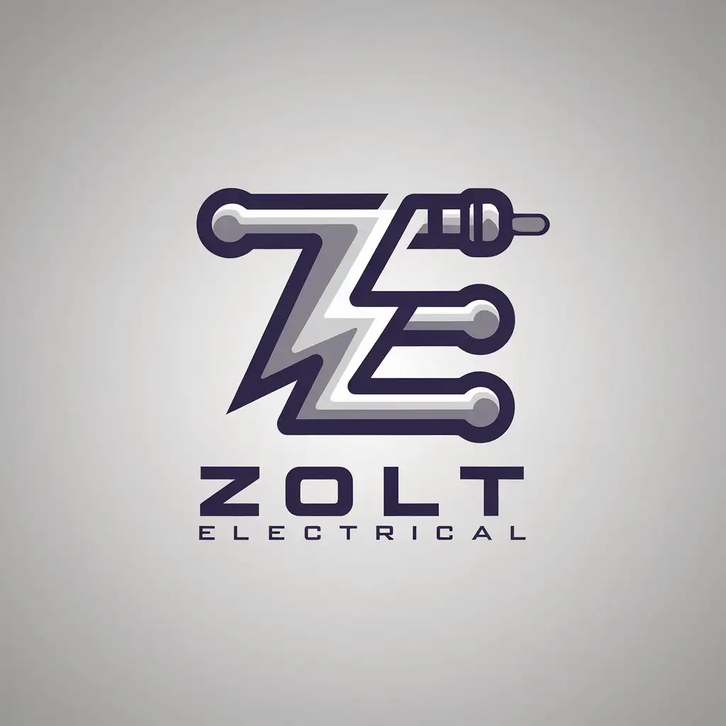 LOGO Design for Zolt Electrical ZE Symbol with a Complex Design on a Clear Background