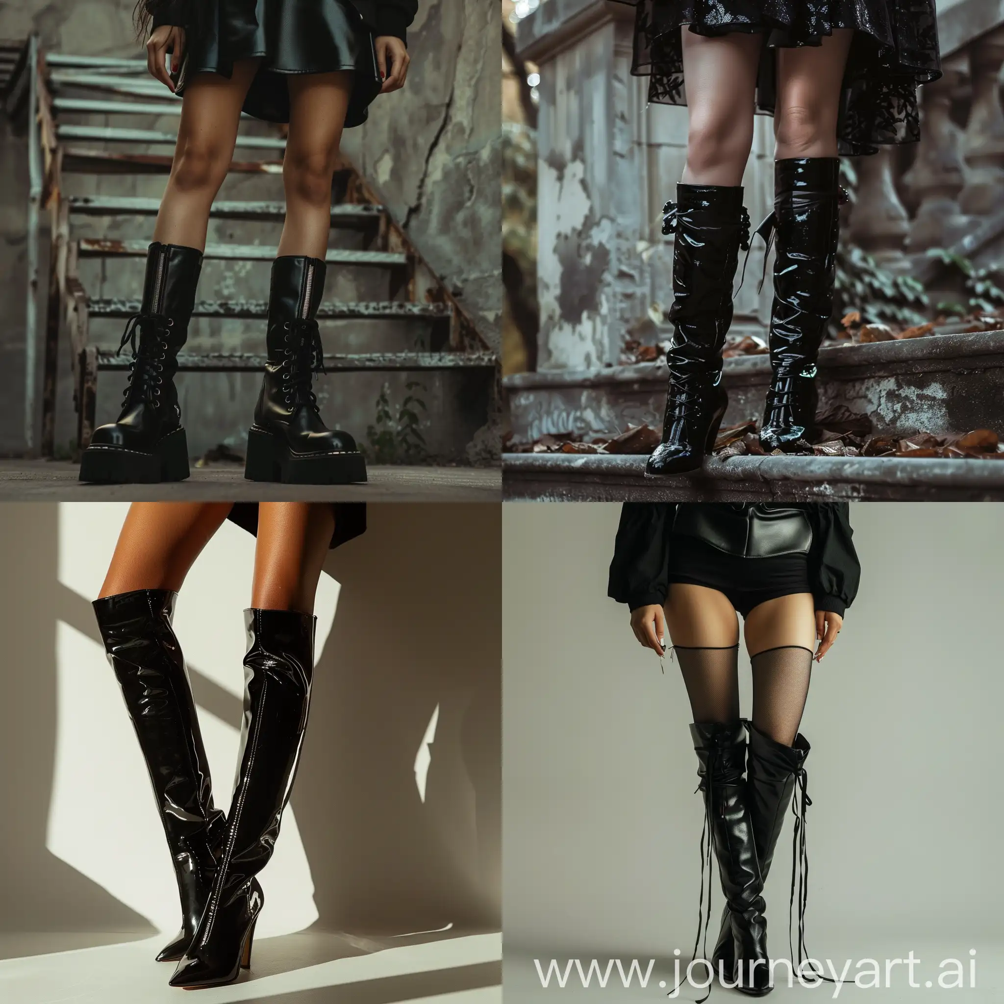 Woman-Wearing-Black-High-Boots