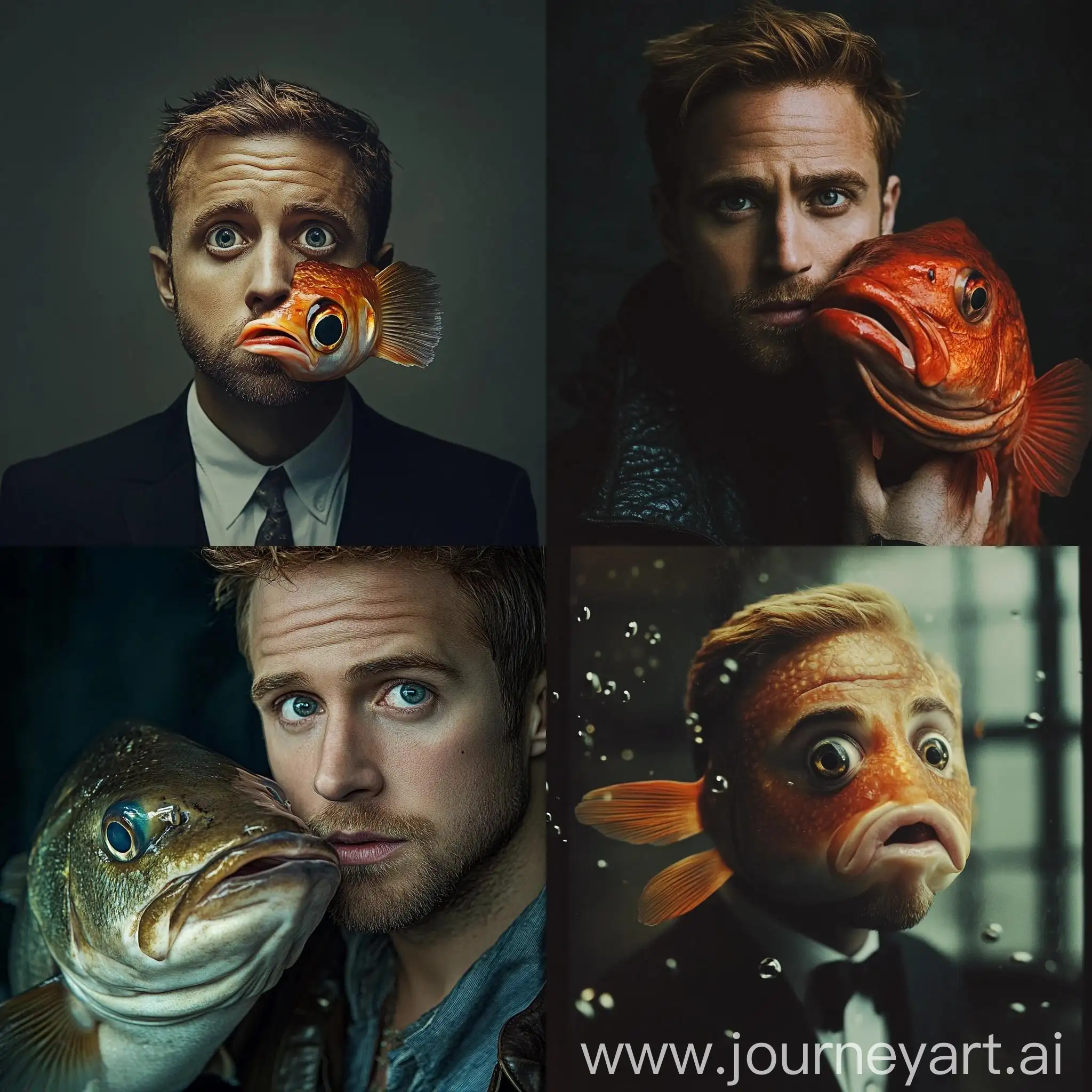 Celebrity-Ryan-Gosling-with-a-Fish-Face-Portrait