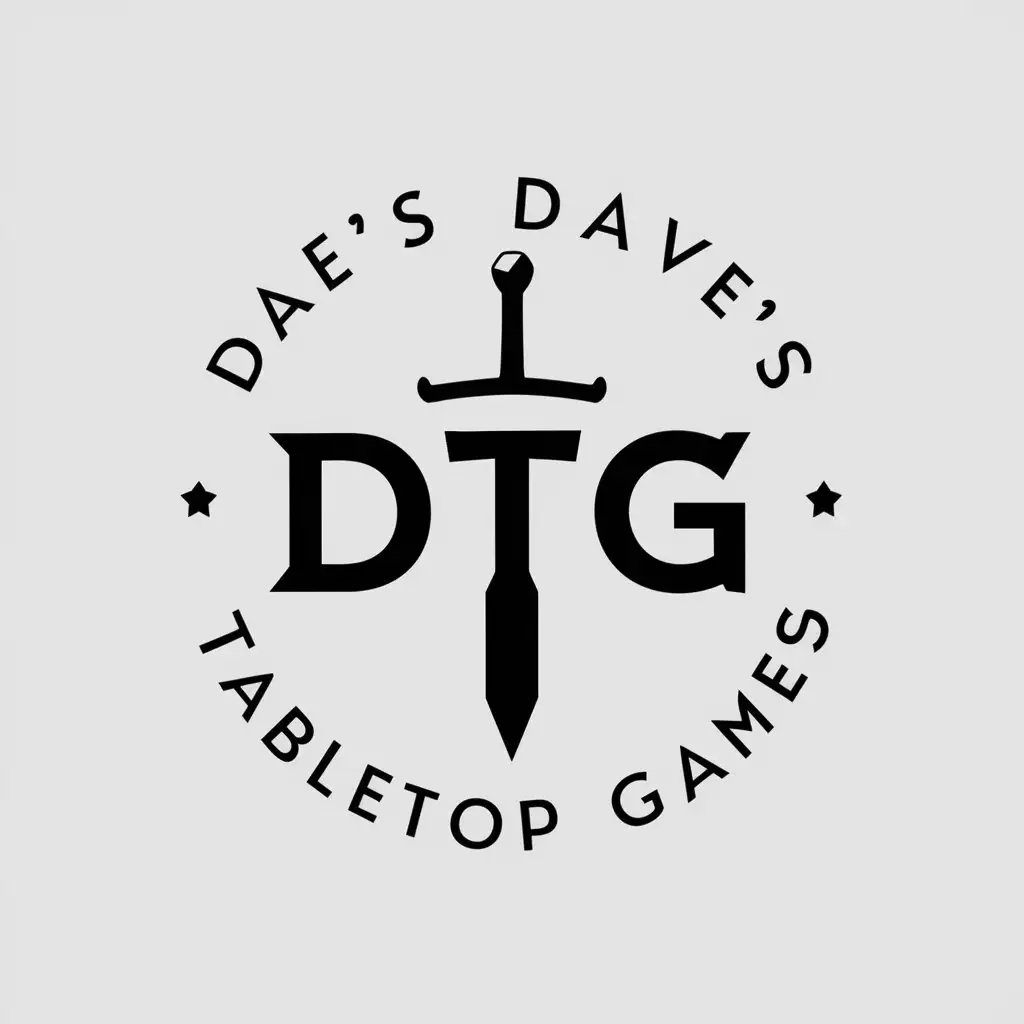 LOGO Design for Daves Tabletop Games Sword Theme with Clear Background